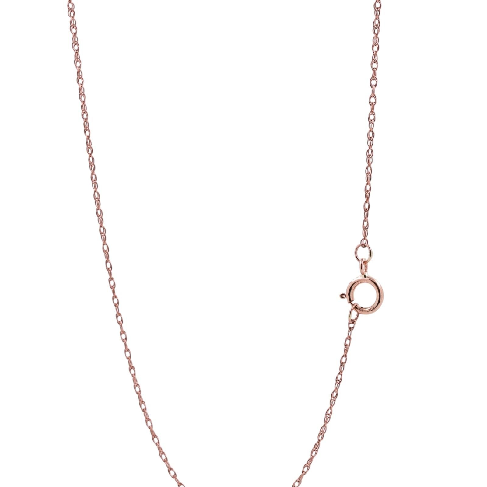 10K Rose Gold 0.40CTW Diamond Open V Pendant Necklace Round Baguette 18.25"
