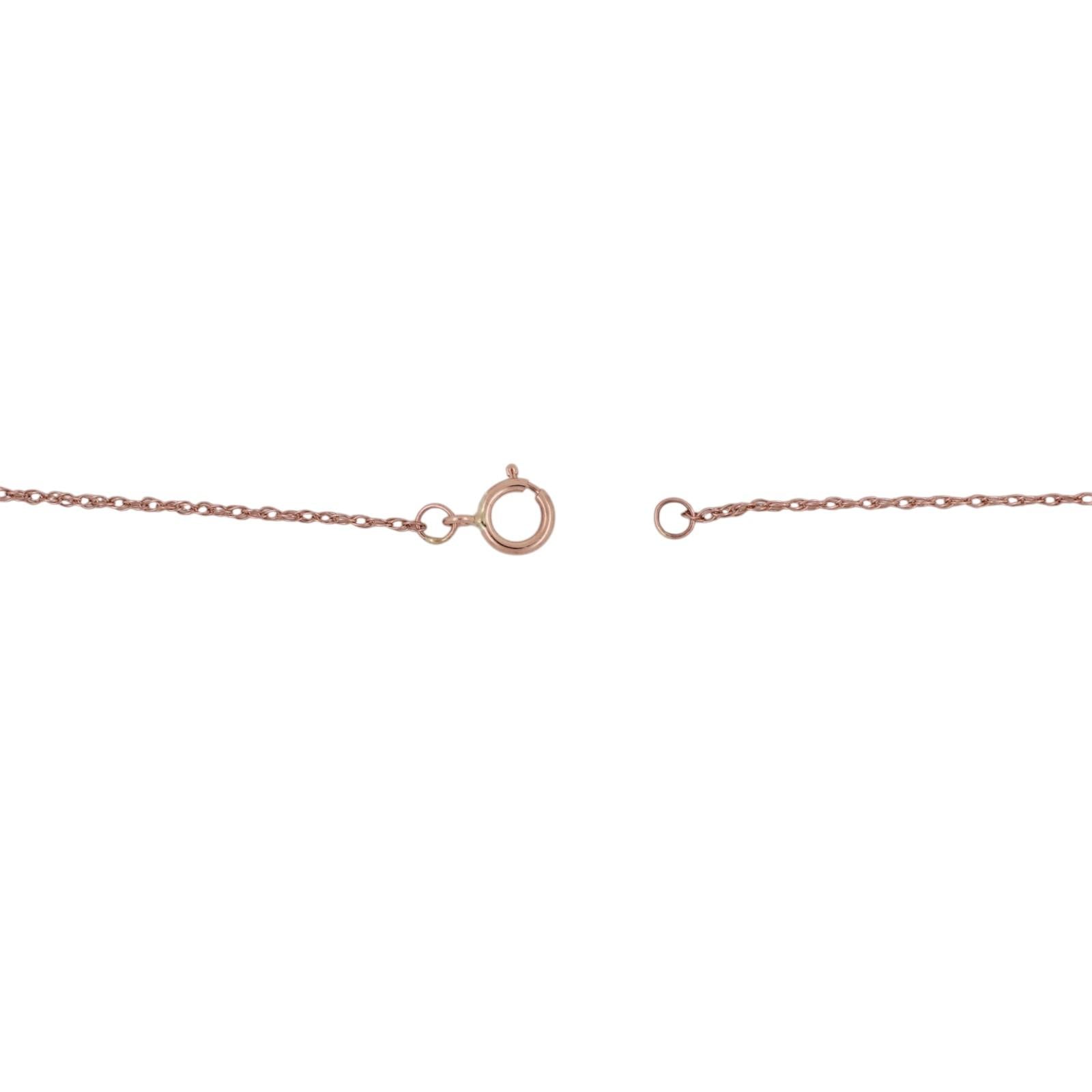 10K Rose Gold 0.40CTW Diamond Open V Pendant Necklace Round Baguette 18.25"
