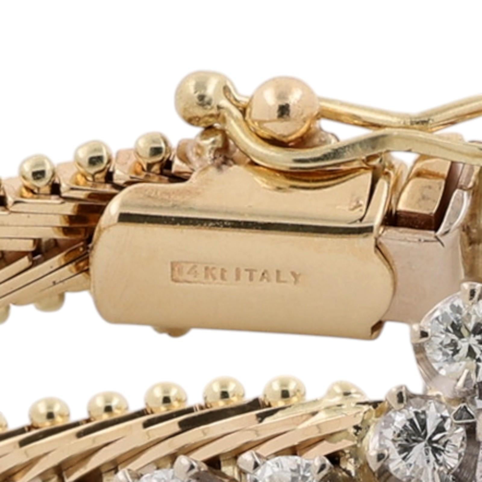 Milor Italy 14K Gold Sapphire Diamond Bracelet 1.40CTW Vintage Estate 6.25"