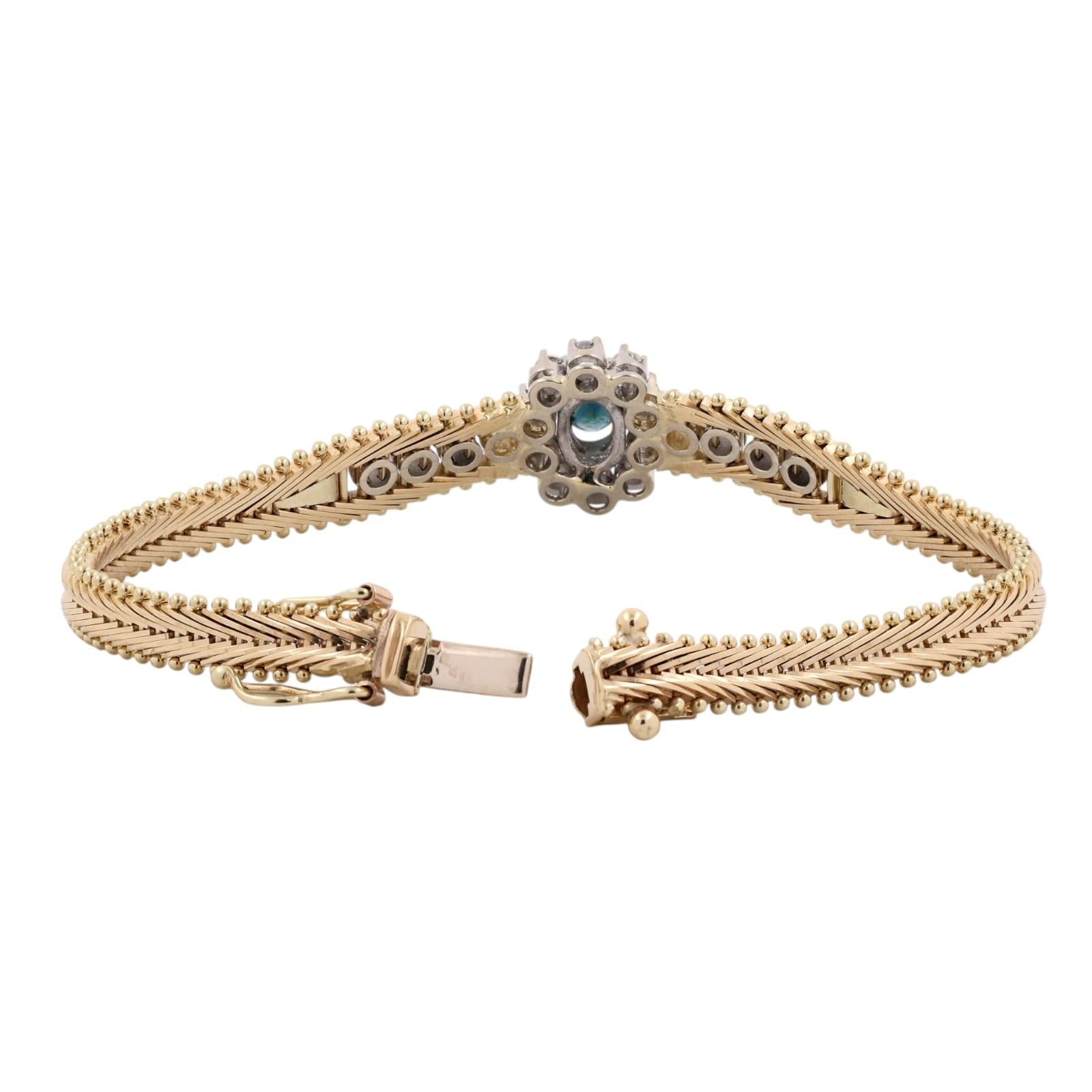Milor Italy 14K Gold Sapphire Diamond Bracelet 1.40CTW Vintage Estate 6.25"