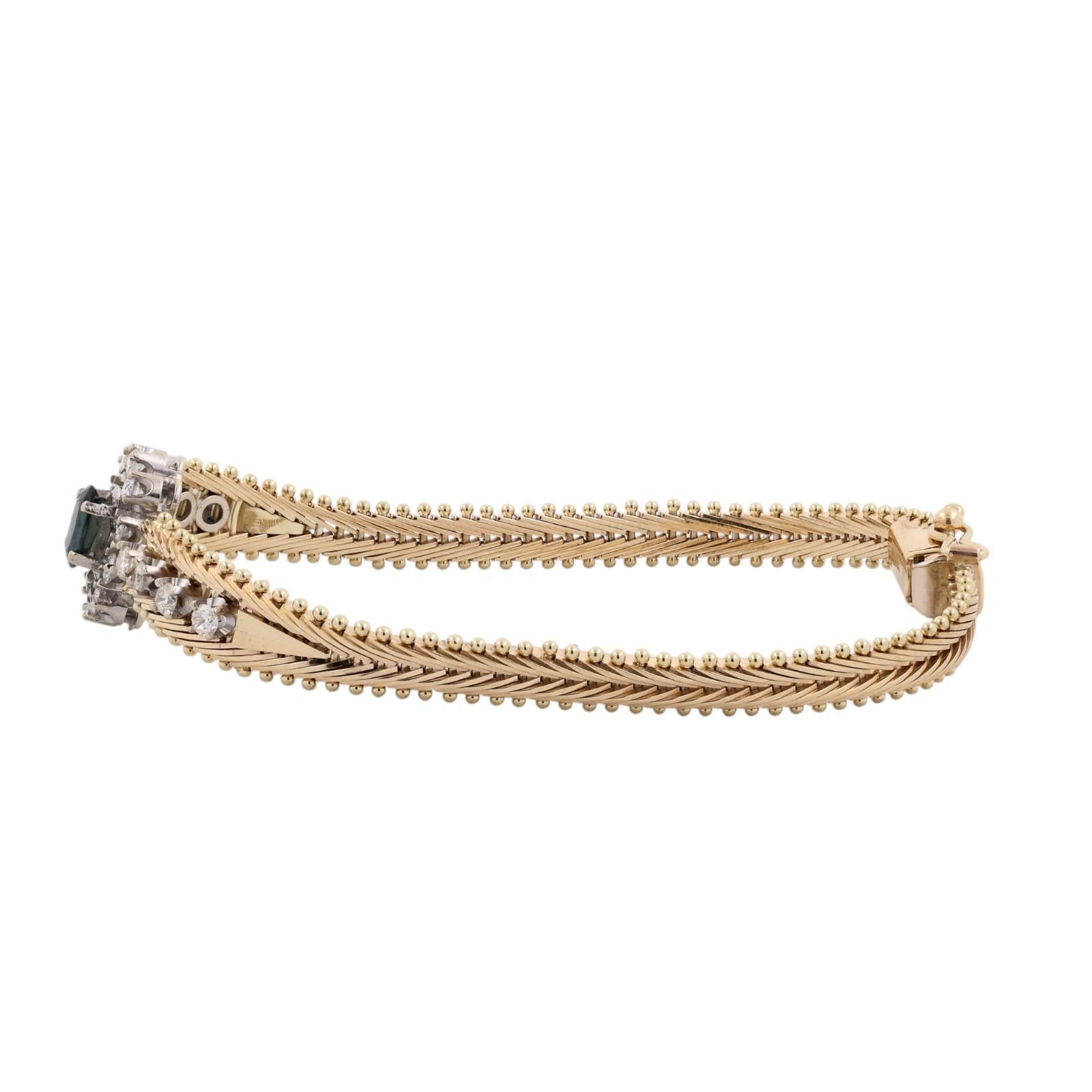 Milor Italy 14K Gold Sapphire Diamond Bracelet 1.40CTW Vintage Estate 6.25"