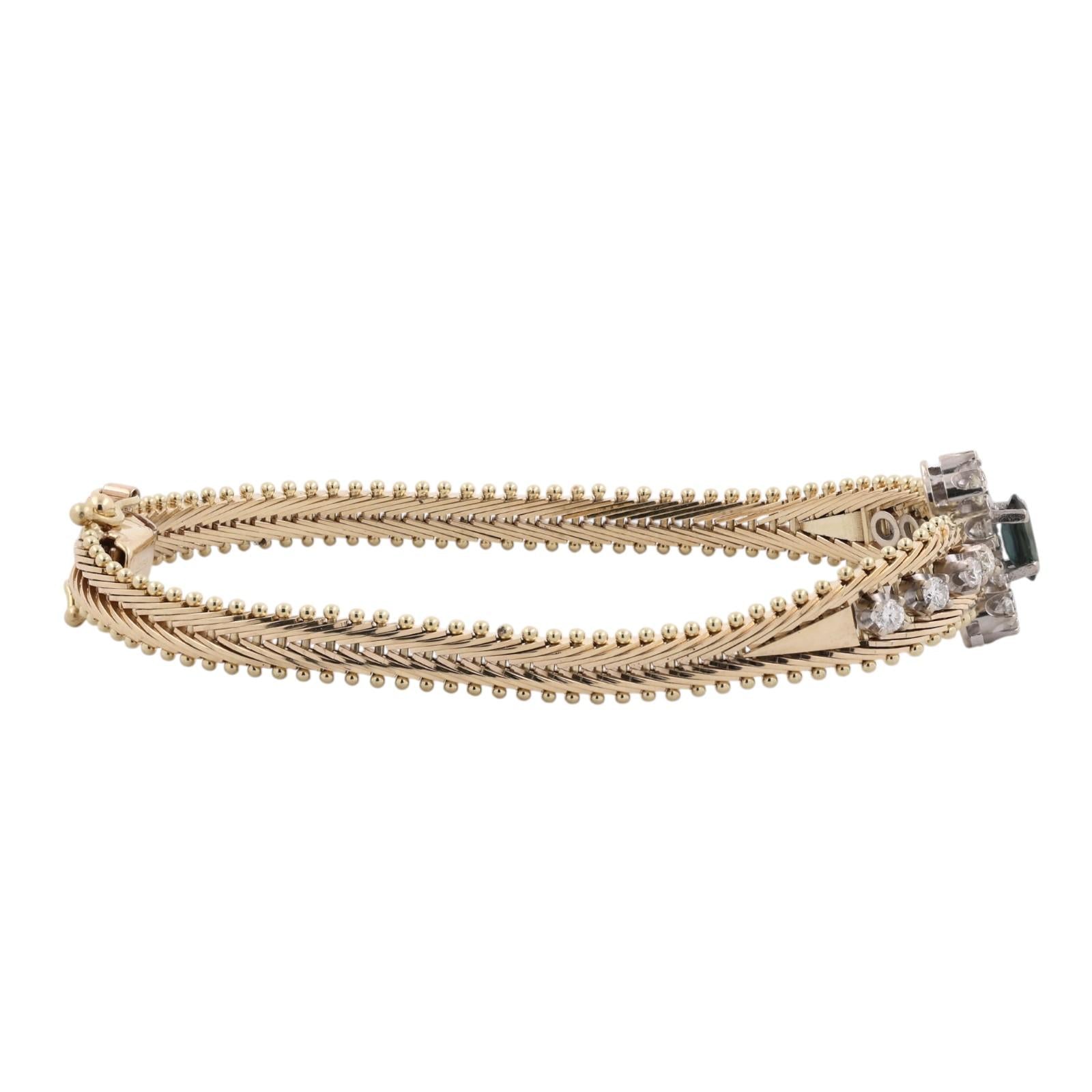 Milor Italy 14K Gold Sapphire Diamond Bracelet 1.40CTW Vintage Estate 6.25"
