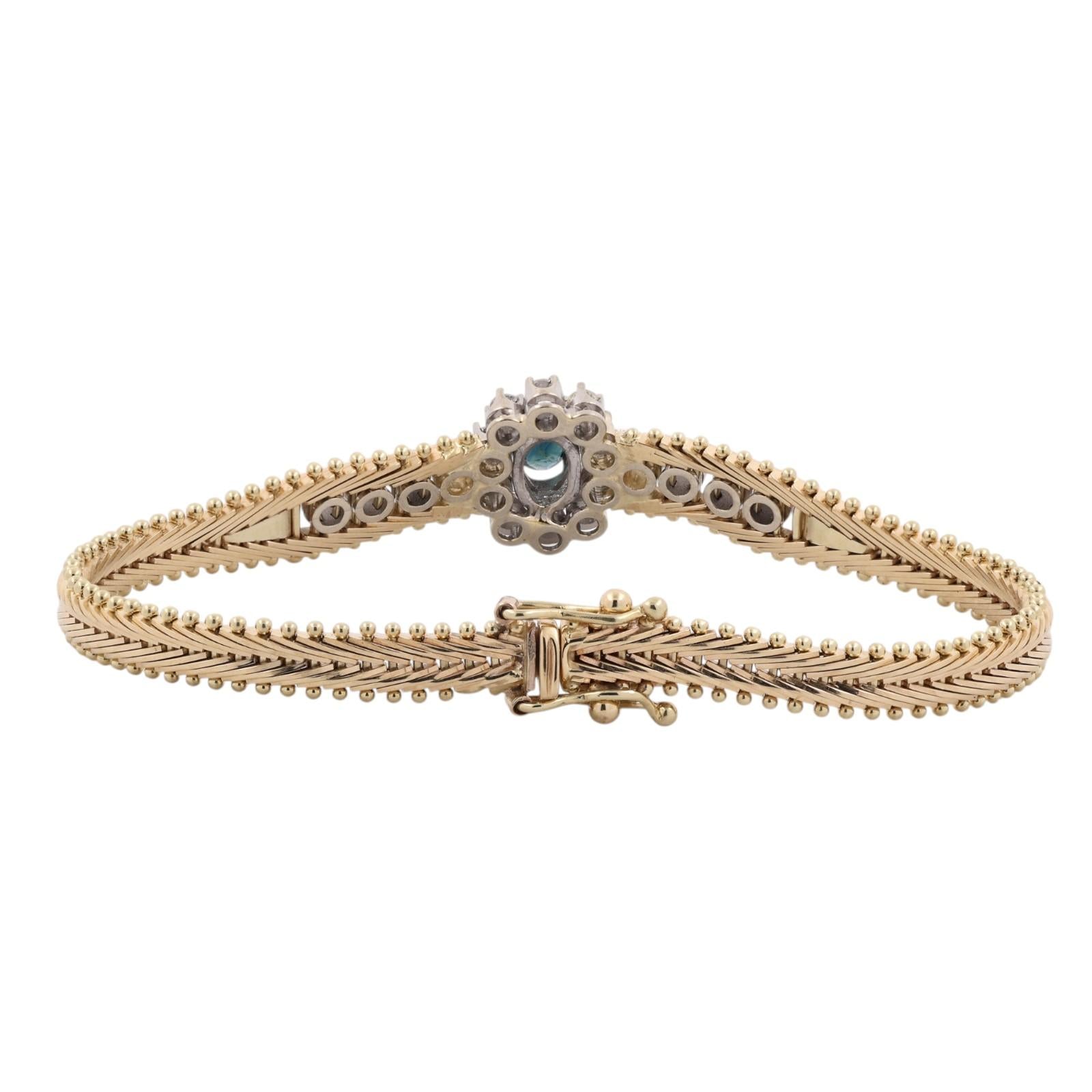 Milor Italy 14K Gold Sapphire Diamond Bracelet 1.40CTW Vintage Estate 6.25"