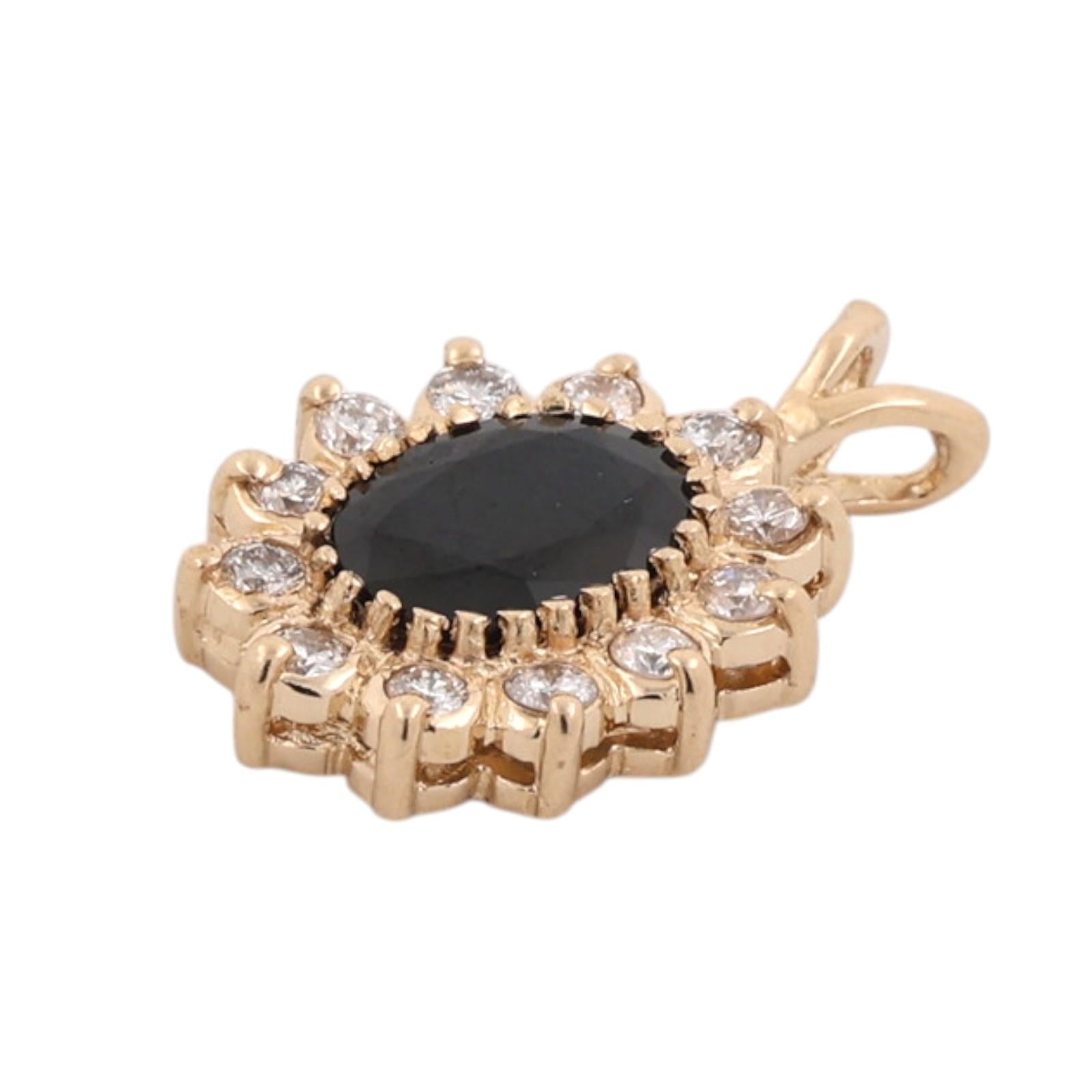 Natural 1.80CTW Blue Sapphire Diamond Halo Pendant Yellow Gold Estate
