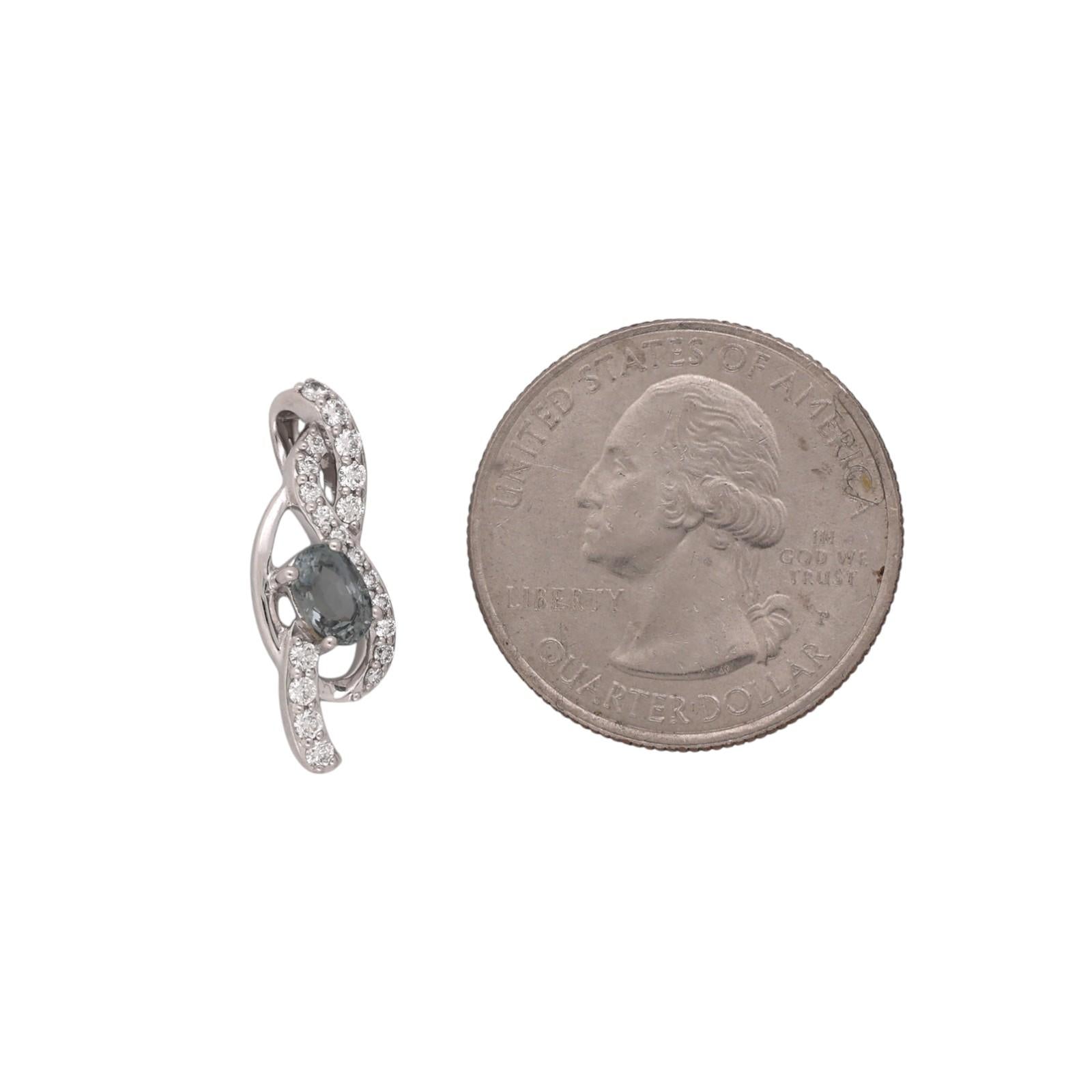 14K White Gold Natural Chrysoberyl Diamond Pendant 0.80CT Estate