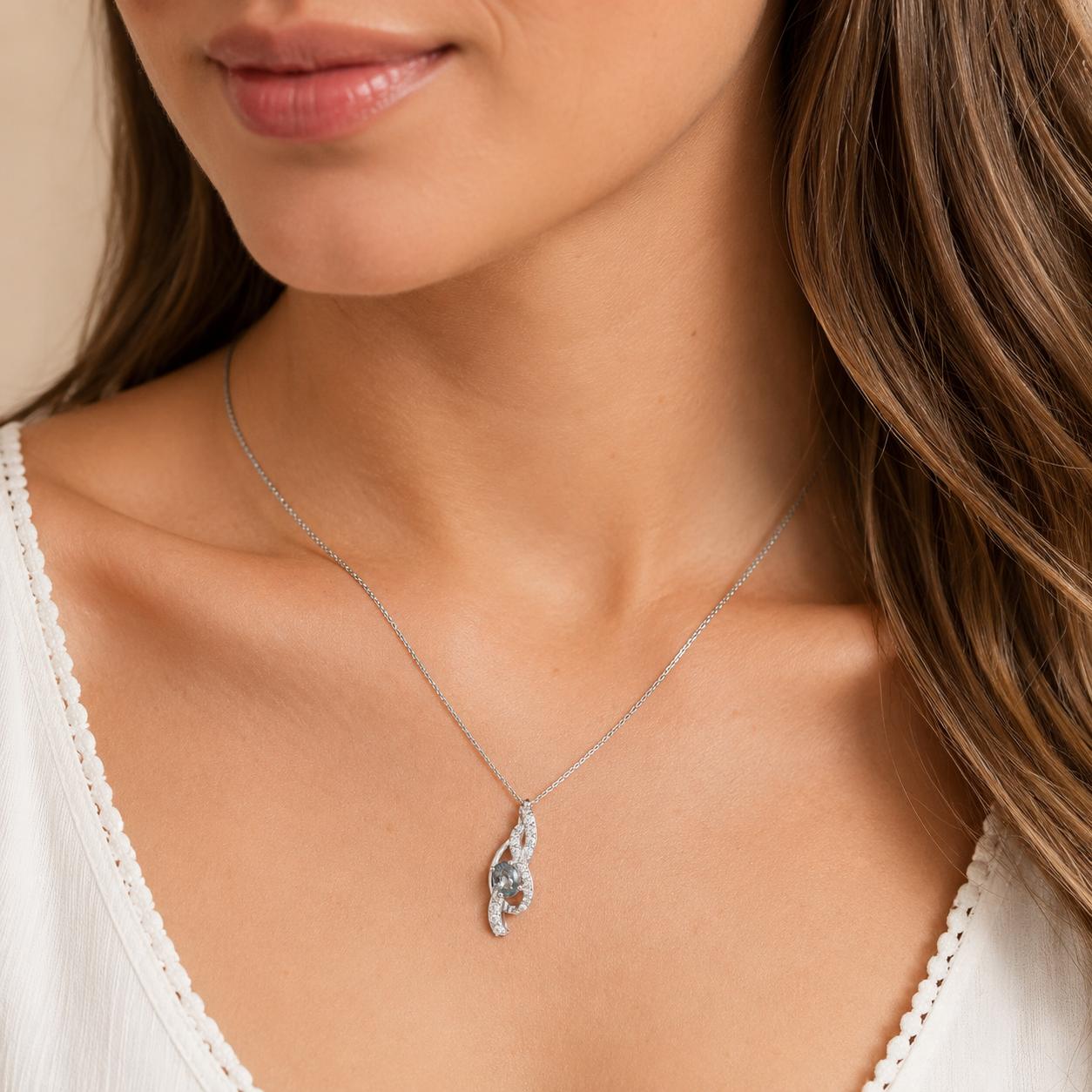 14K White Gold Natural Chrysoberyl Diamond Pendant 0.80CT Estate
