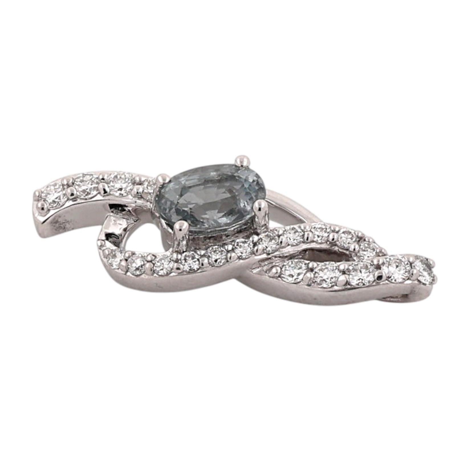 14K White Gold Natural Chrysoberyl Diamond Pendant 0.80CT Estate