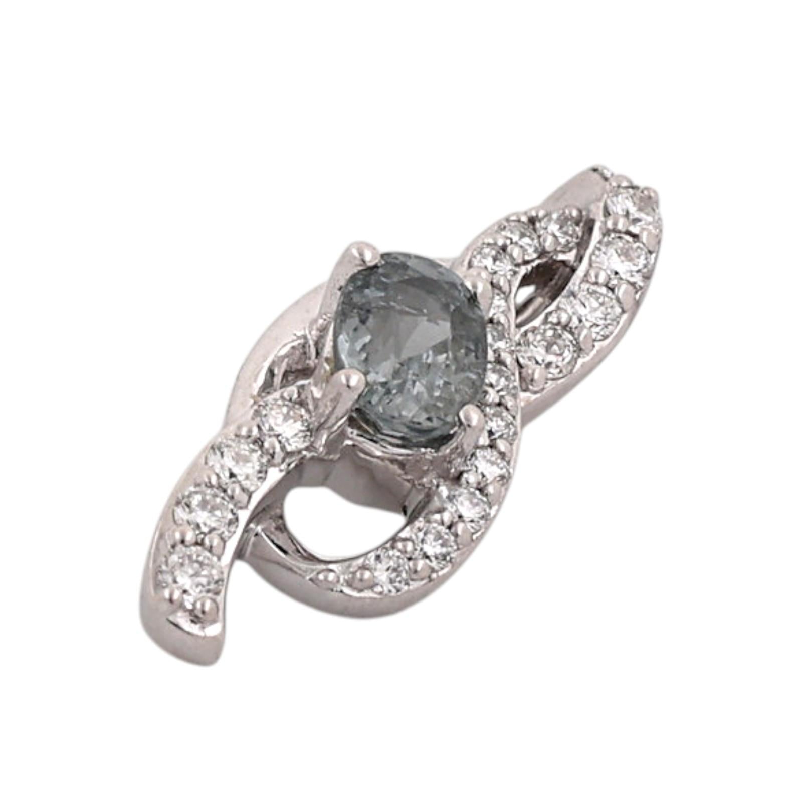 14K White Gold Natural Chrysoberyl Diamond Pendant 0.80CT Estate