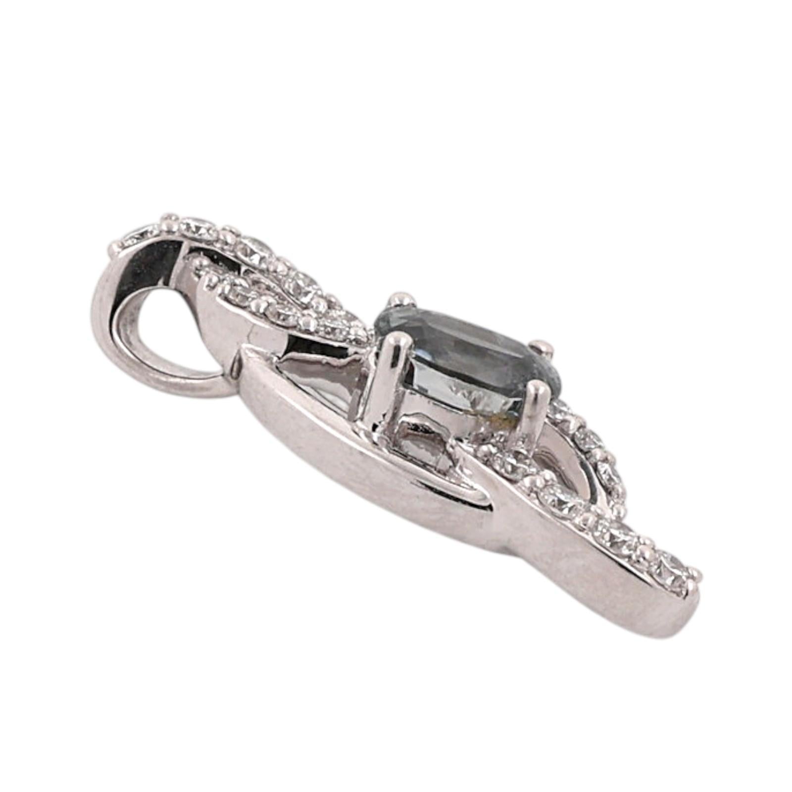 14K White Gold Natural Chrysoberyl Diamond Pendant 0.80CT Estate