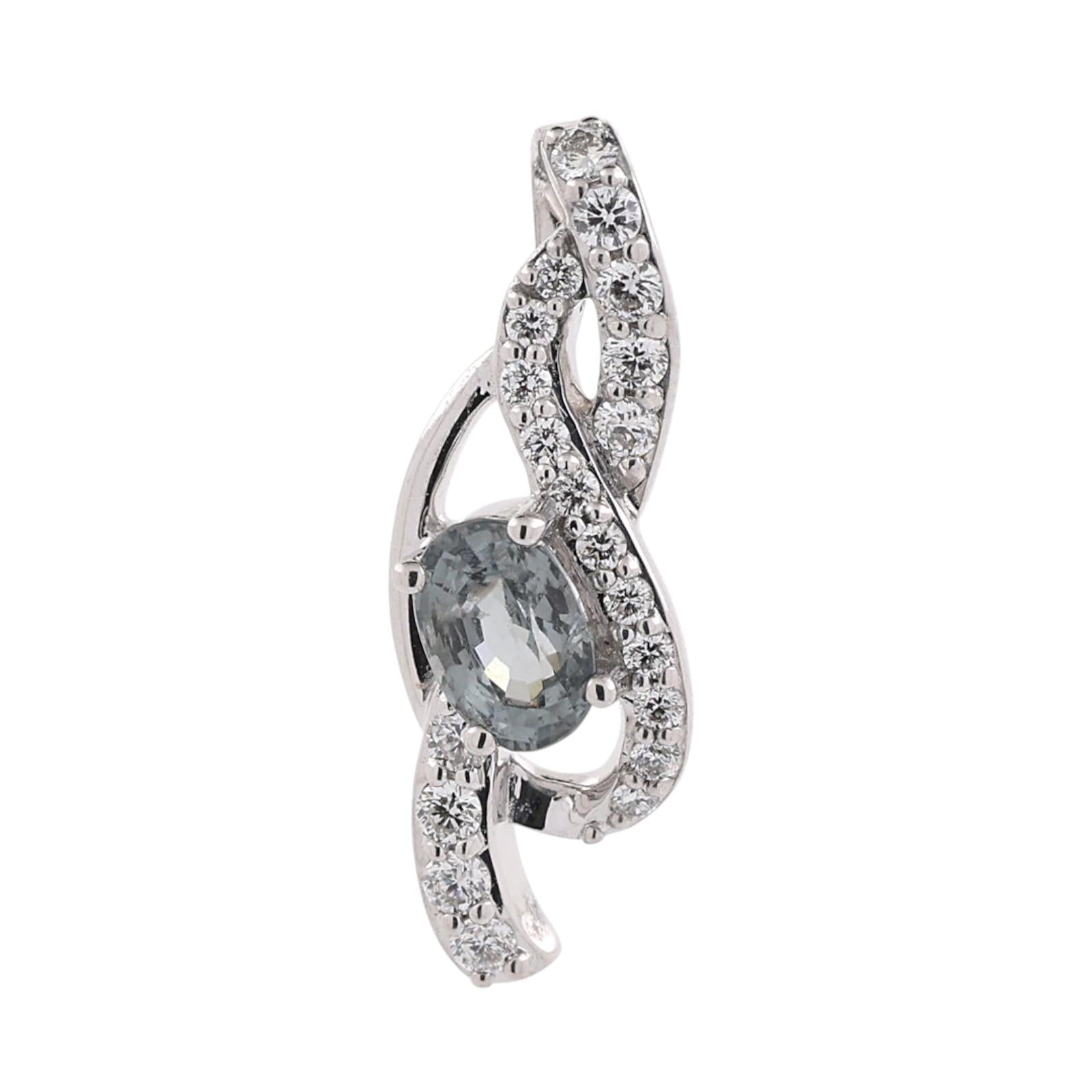 14K White Gold Natural Chrysoberyl Diamond Pendant 0.80CT Estate