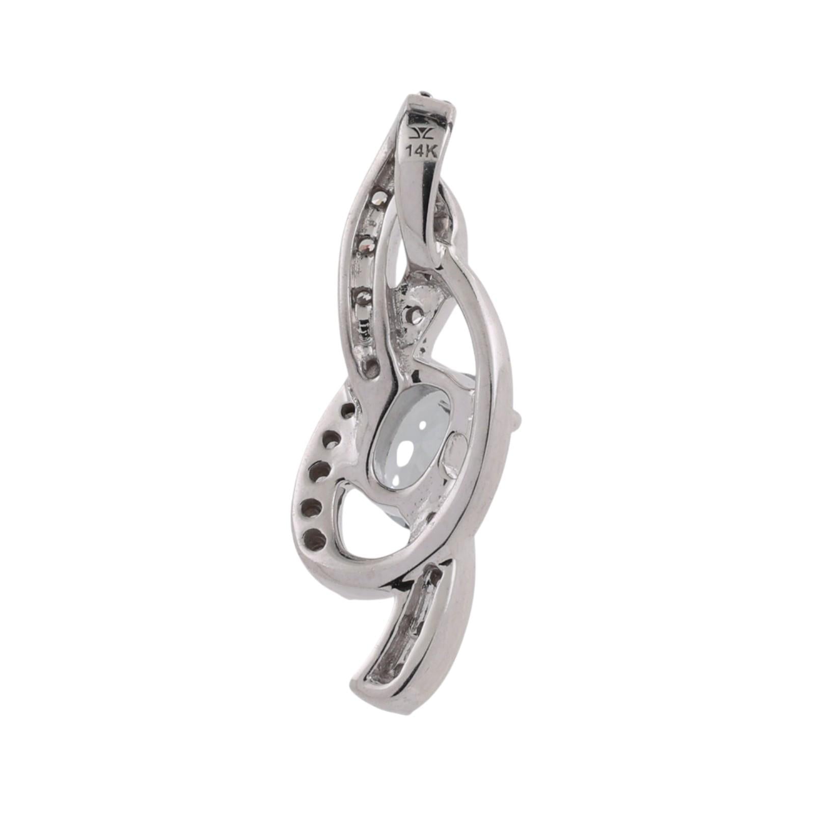14K White Gold Natural Chrysoberyl Diamond Pendant 0.80CT Estate