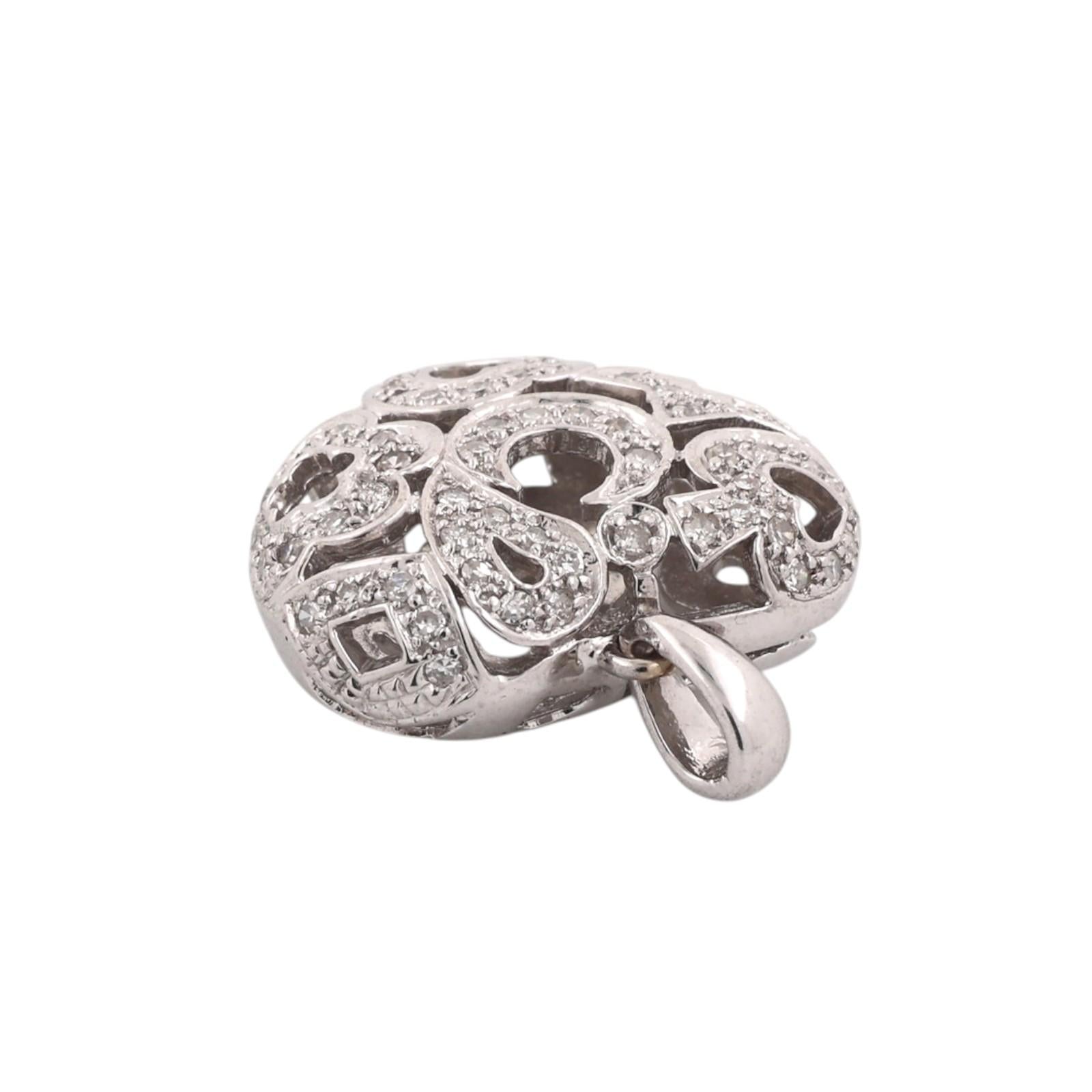 14K White Gold 0.65 CTW Natural Diamond Heart Cluster Pendant