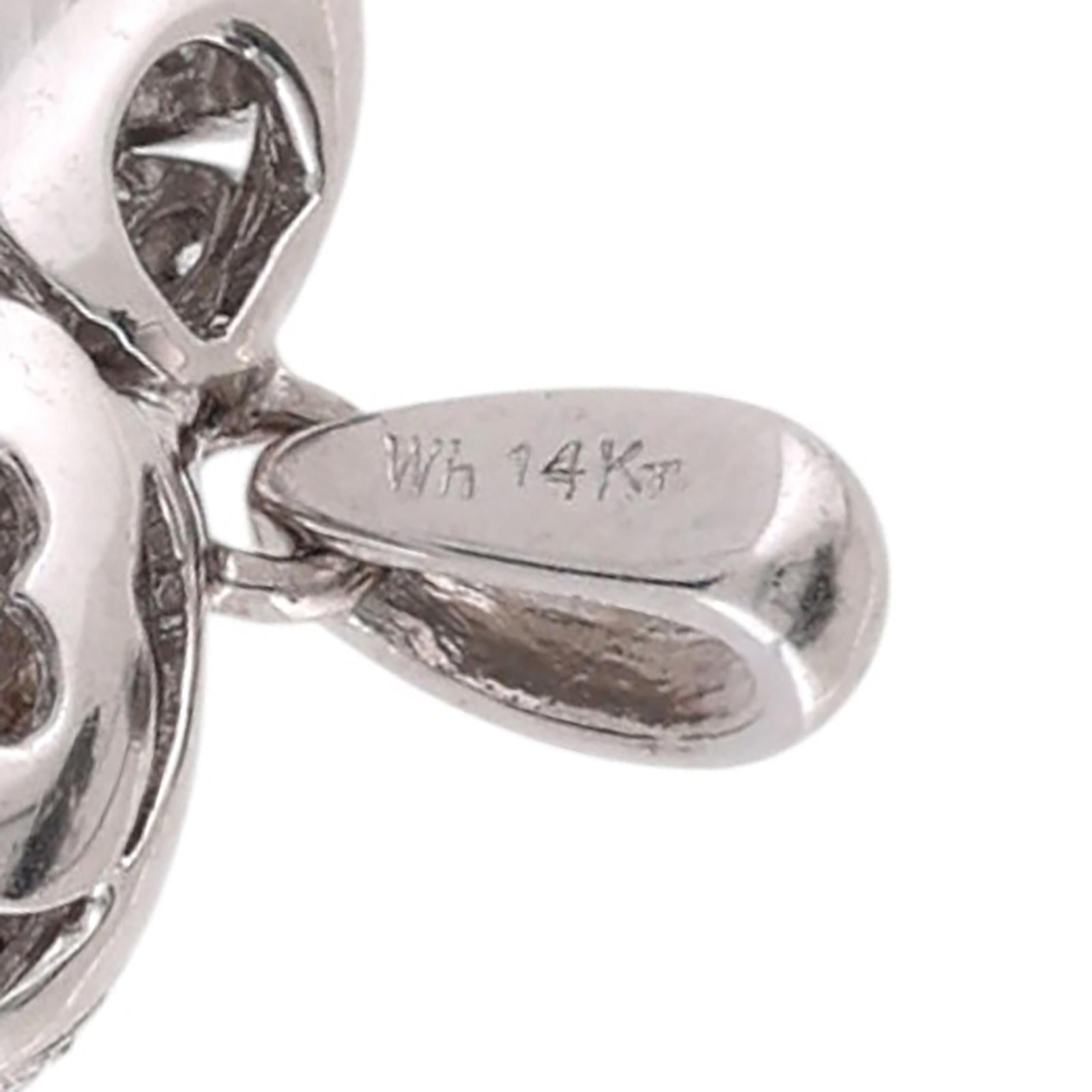 14K White Gold 0.65 CTW Natural Diamond Heart Cluster Pendant