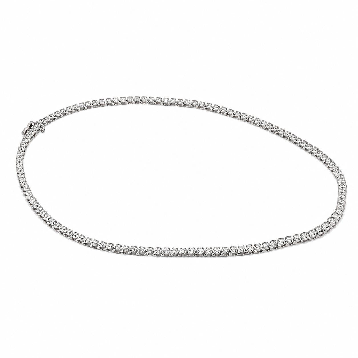 14K White Gold 5.00 CTW Natural Diamond Tennis Necklace 17" 25.2g