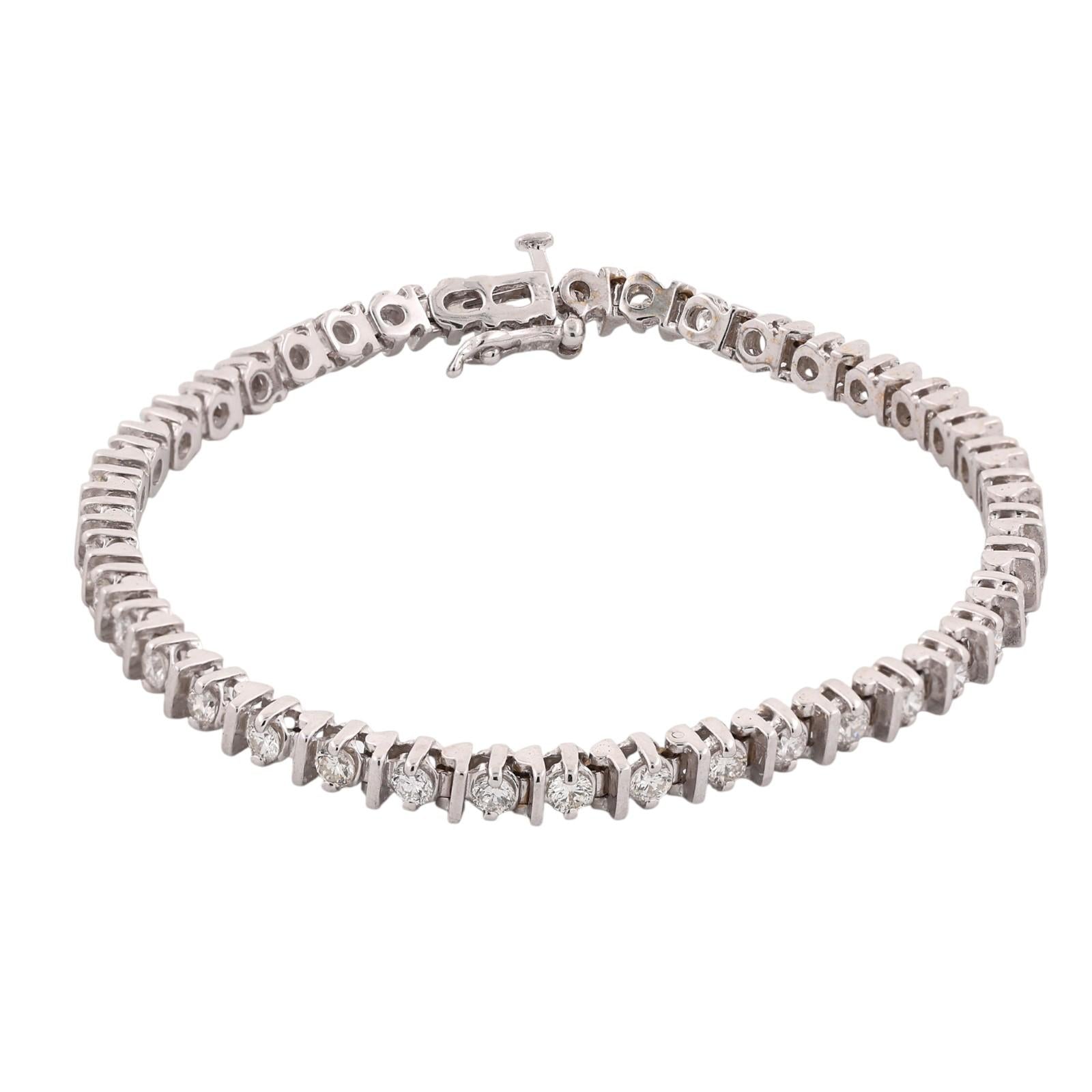 14K White Gold 4.00 CTW Natural Diamond Tennis Bracelet 7" 12.6g