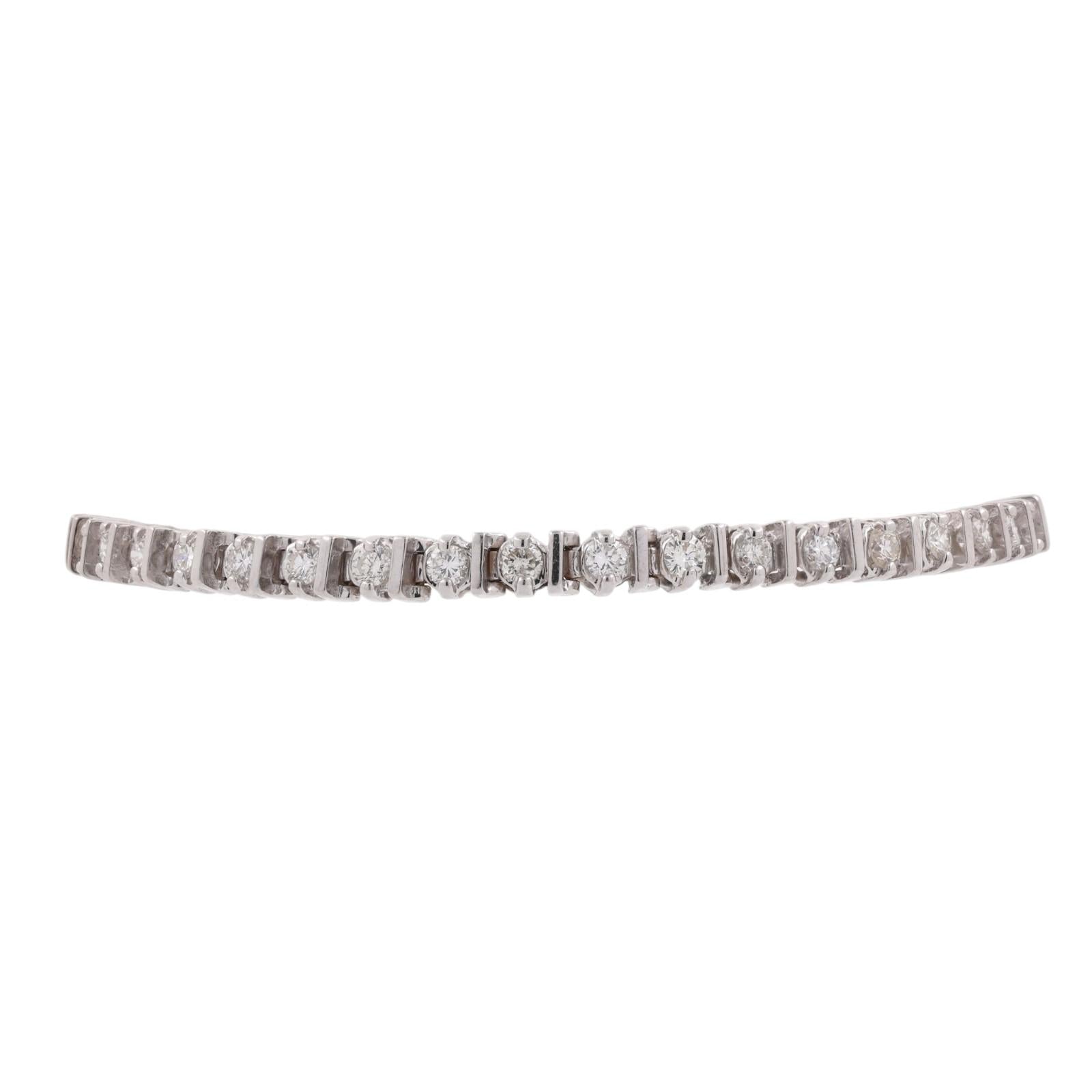 14K White Gold 4.00 CTW Natural Diamond Tennis Bracelet 7" 12.6g