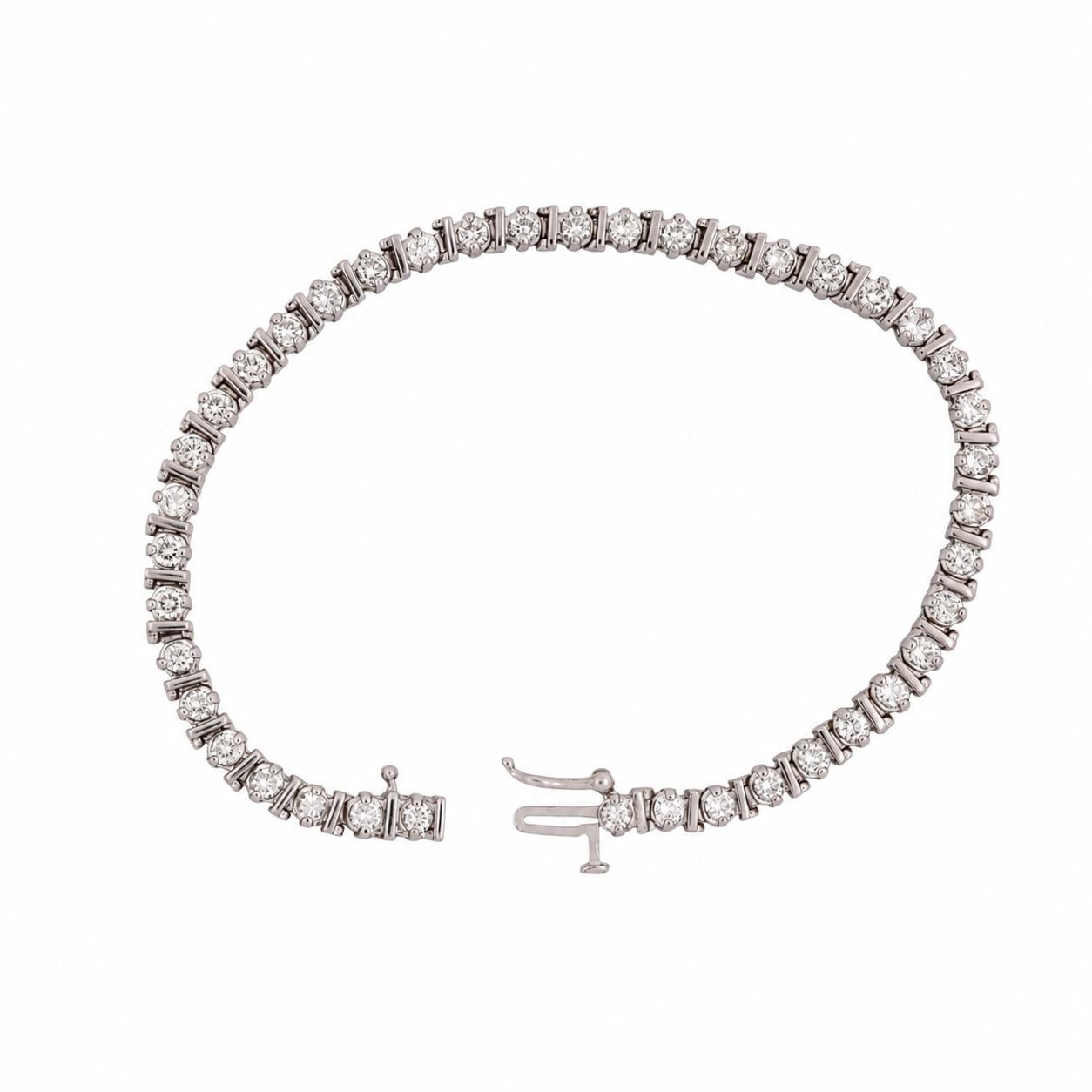 14K White Gold 4.00 CTW Natural Diamond Tennis Bracelet 7" 12.6g