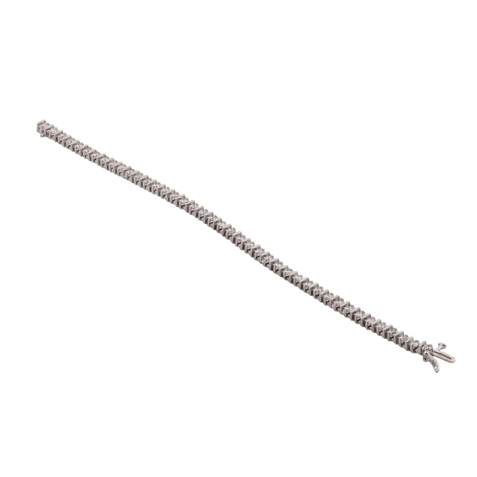 14K White Gold 4.00 CTW Natural Diamond Tennis Bracelet 7" 12.6g