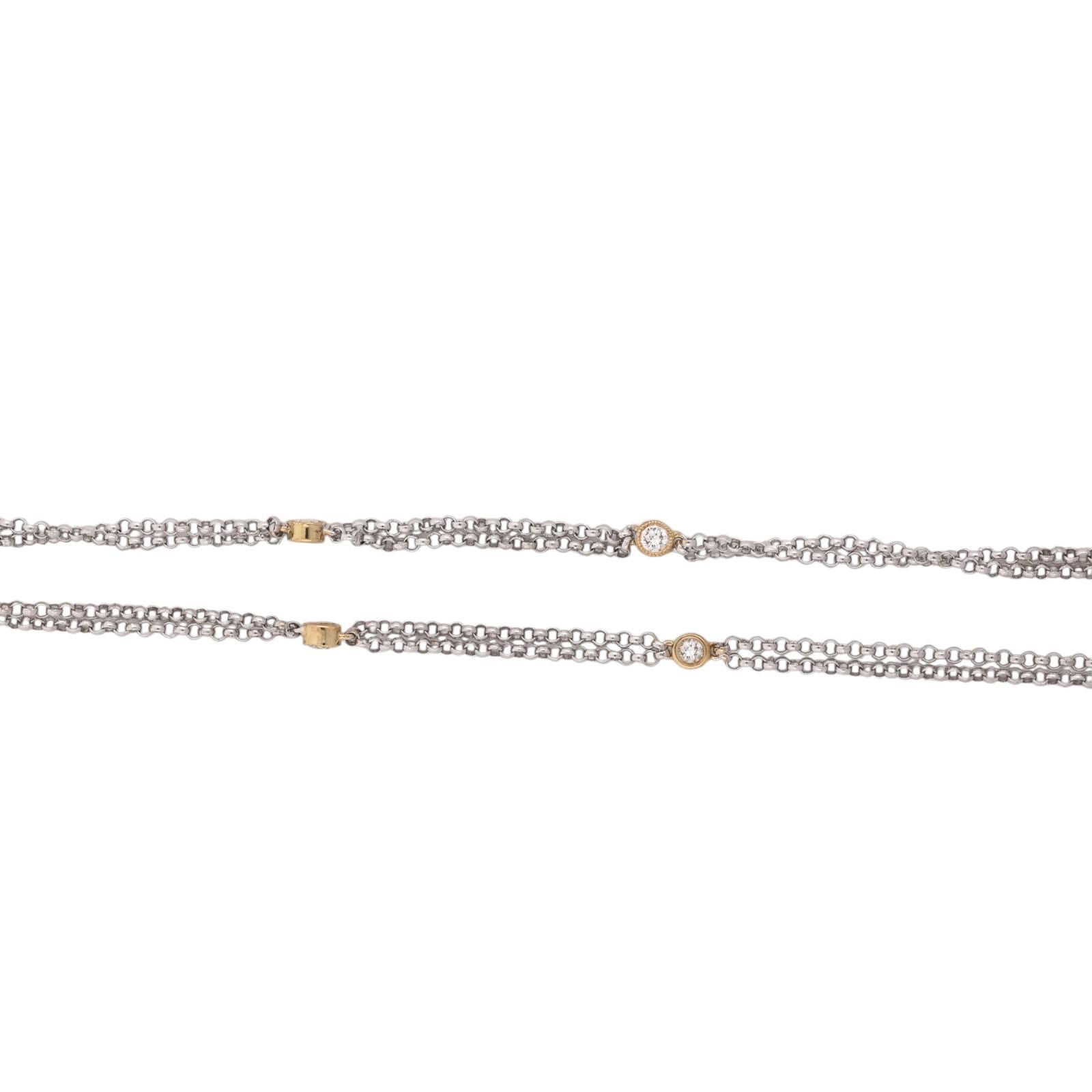Odelia 18K Two Tone Gold 3.00 CTW Diamond Teardrop Lariat Necklace 16"