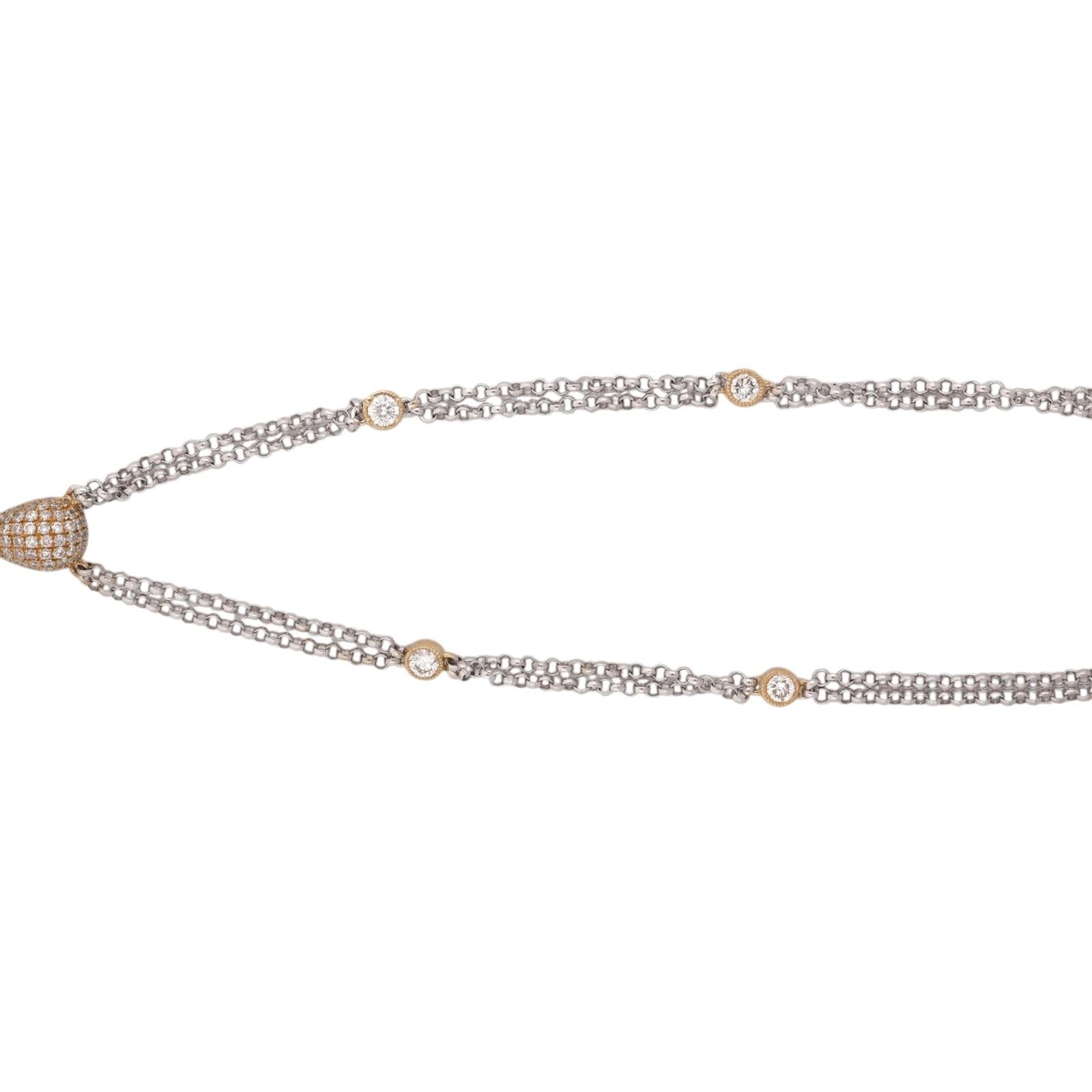Odelia 18K Two Tone Gold 3.00 CTW Diamond Teardrop Lariat Necklace 16"