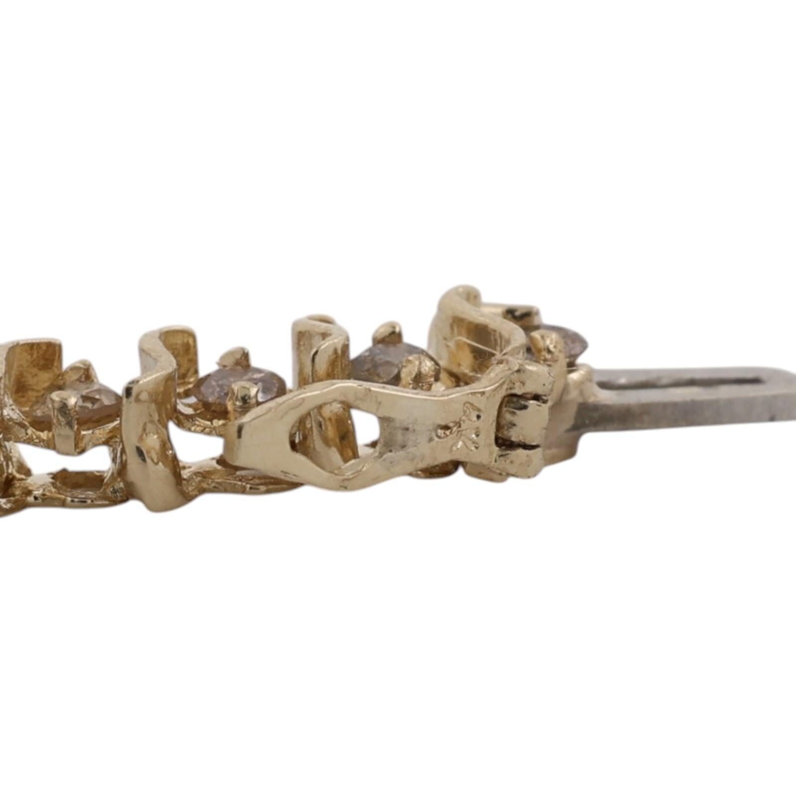 2.00TW Natural Champagne Brown Diamond S Link Tennis Bracelet 14K Yellow Gold 7"