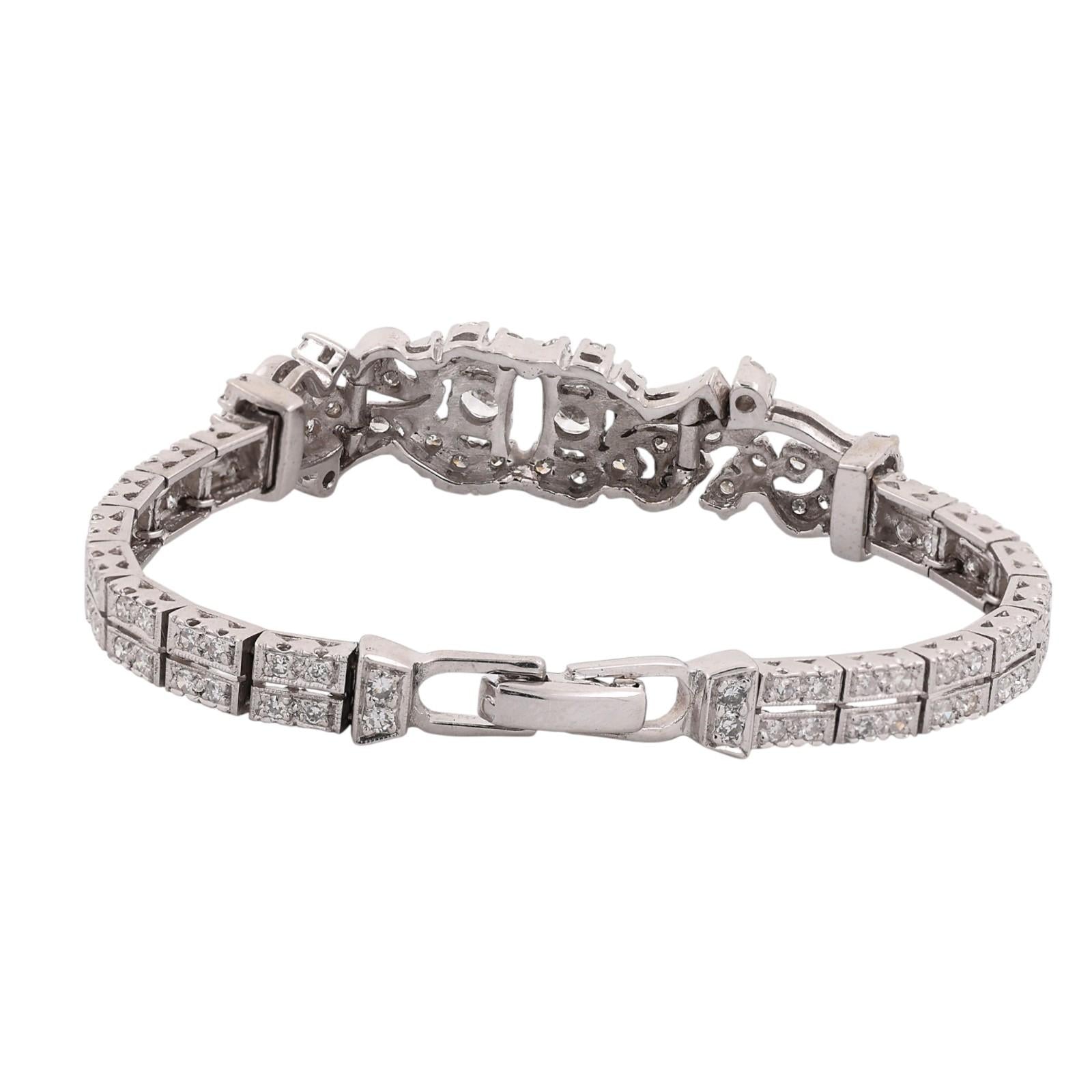 Vintage White Gold 2.50CTW Natural Diamond Estate Bracelet 6.25"