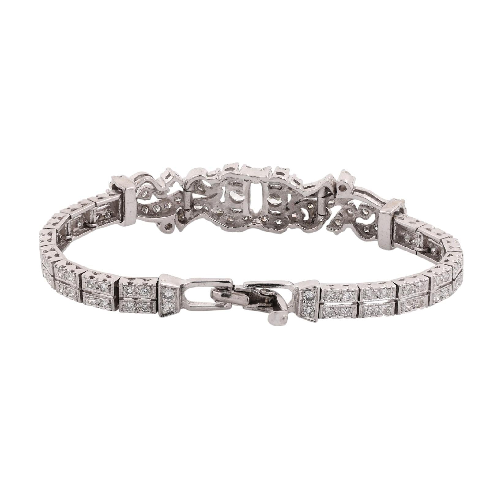 Vintage White Gold 2.50CTW Natural Diamond Estate Bracelet 6.25"