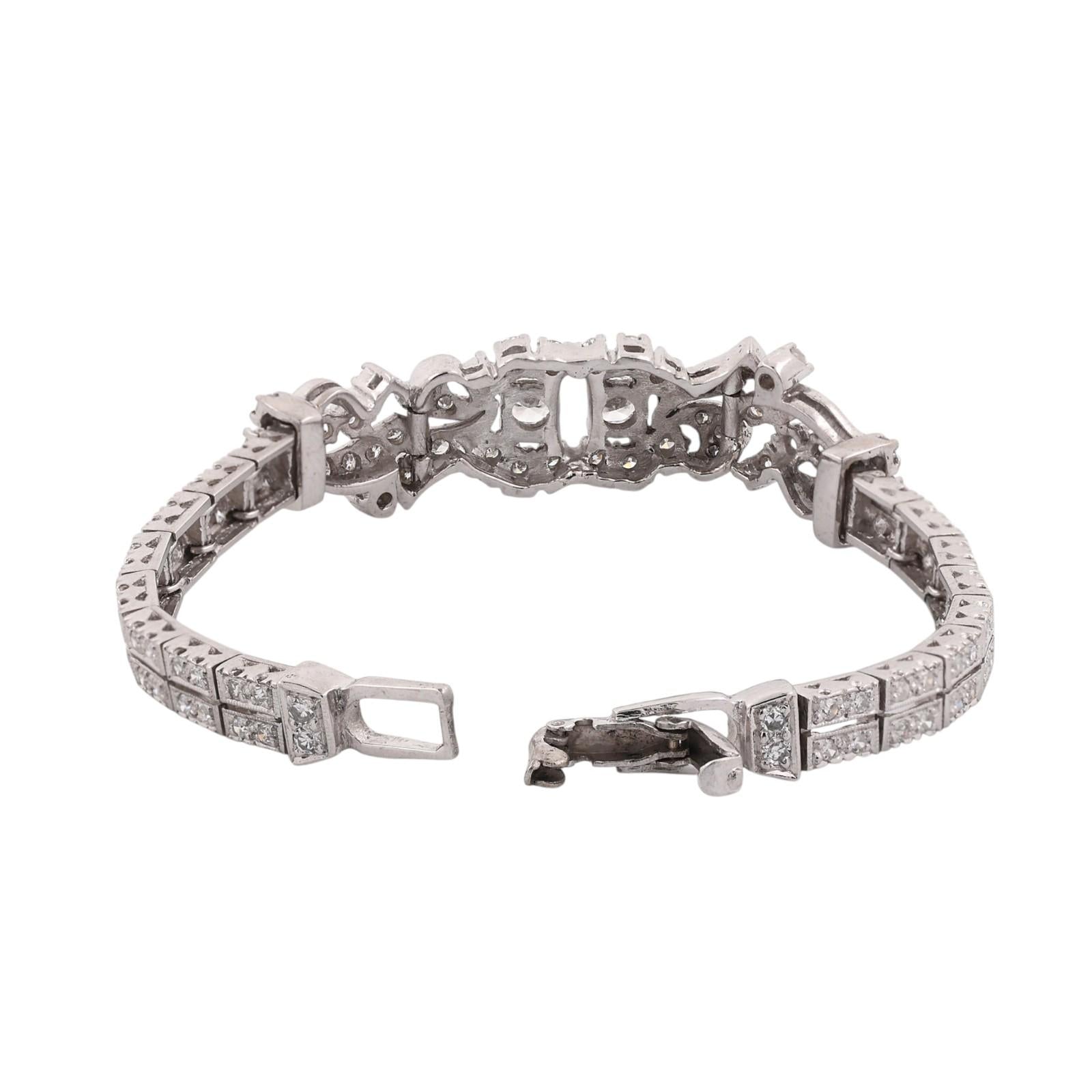 Vintage White Gold 2.50CTW Natural Diamond Estate Bracelet 6.25"