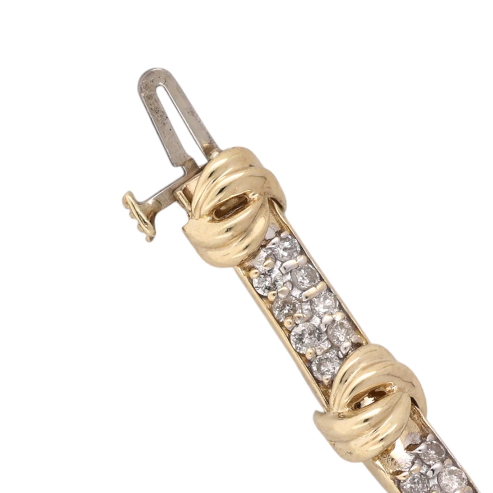 14K Two-Tone Gold 2.35CTW Natural Diamond Link Tennis Bracelet 7.25" 15.8g