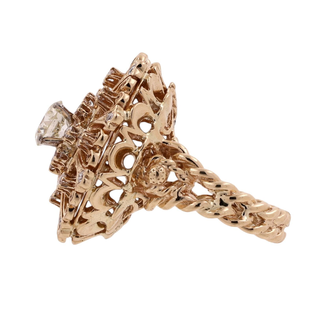 GIA 1.51CTW Natural Circular Brilliant Diamond Vintage Filigree Ring 14K Gold