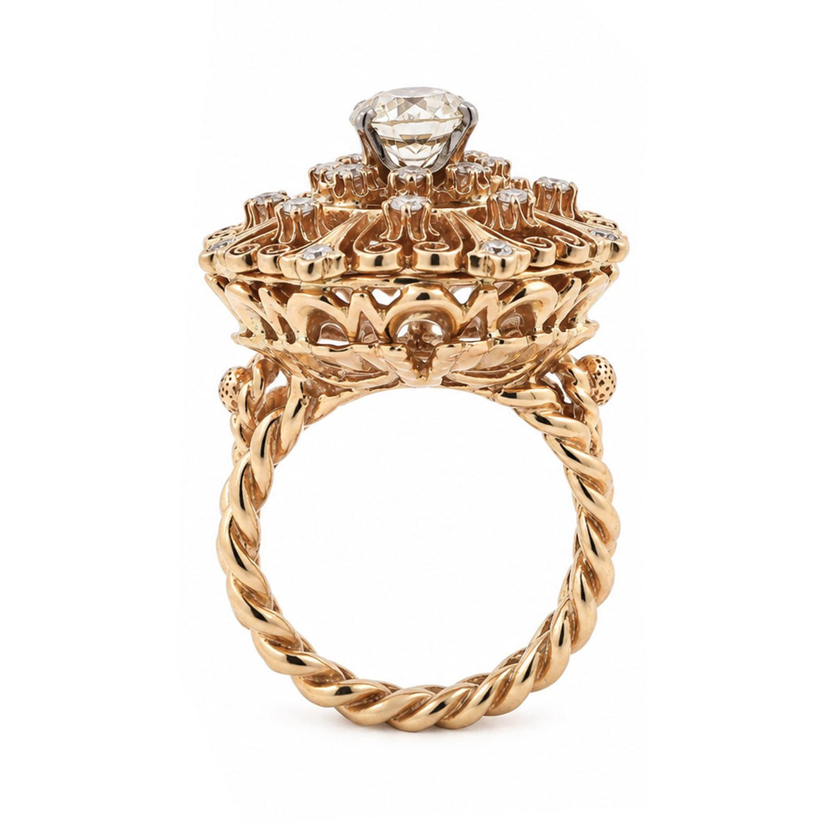 GIA 1.51CTW Natural Circular Brilliant Diamond Vintage Filigree Ring 14K Gold