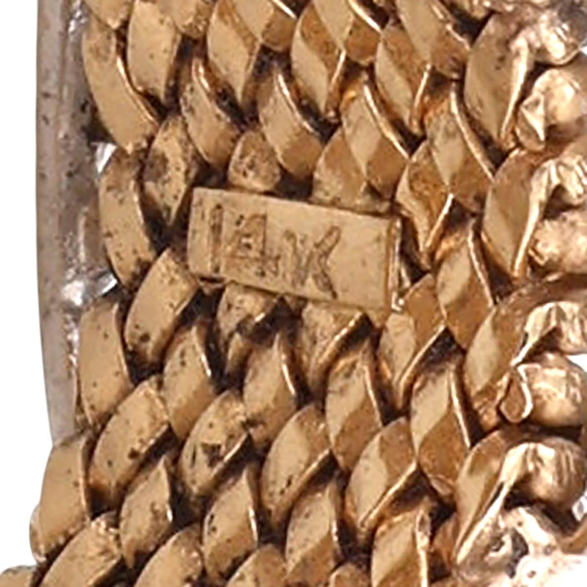 Vintage 14K Two-Tone Gold Natural Diamond Buckle Wide Band Ring 0.18CTW Size 5.5