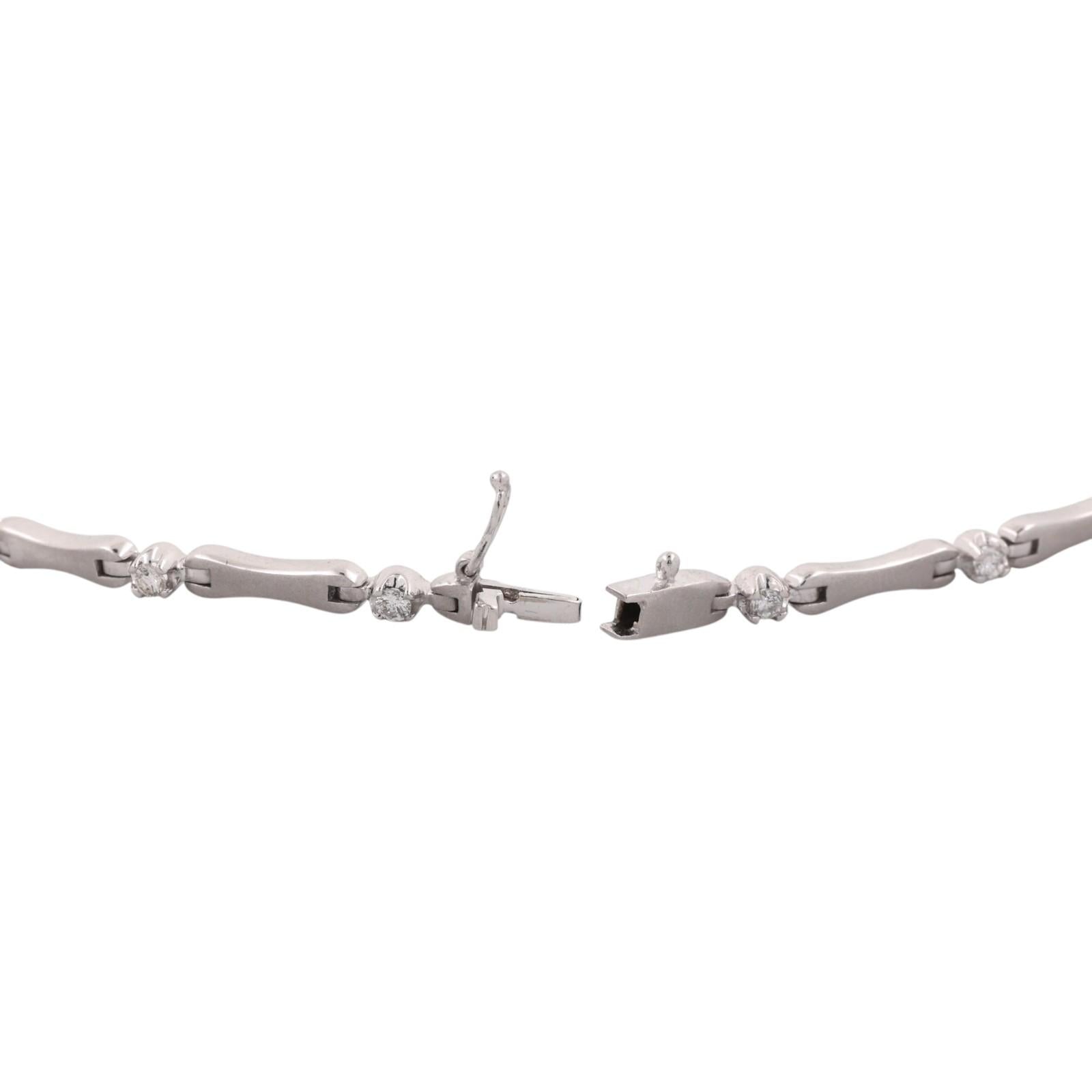 14K White Gold Natural Diamond 0.42 CTW Link Bracelet 7.25" Estate