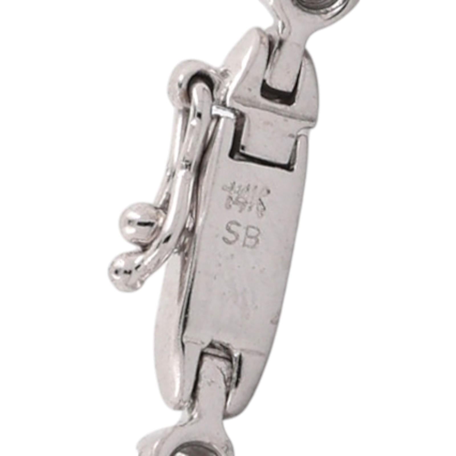 14K White Gold Natural Diamond 0.42 CTW Link Bracelet 7.25" Estate