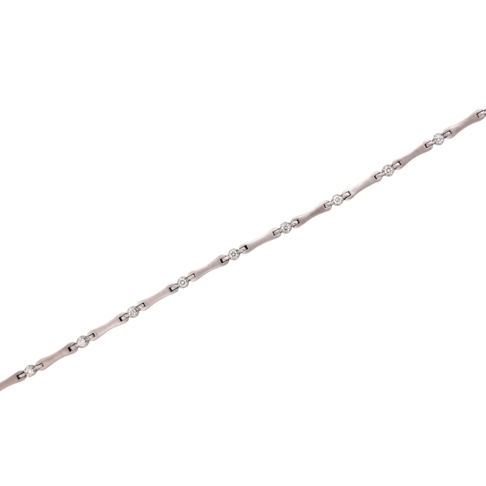 14K White Gold Natural Diamond 0.42 CTW Link Bracelet 7.25" Estate