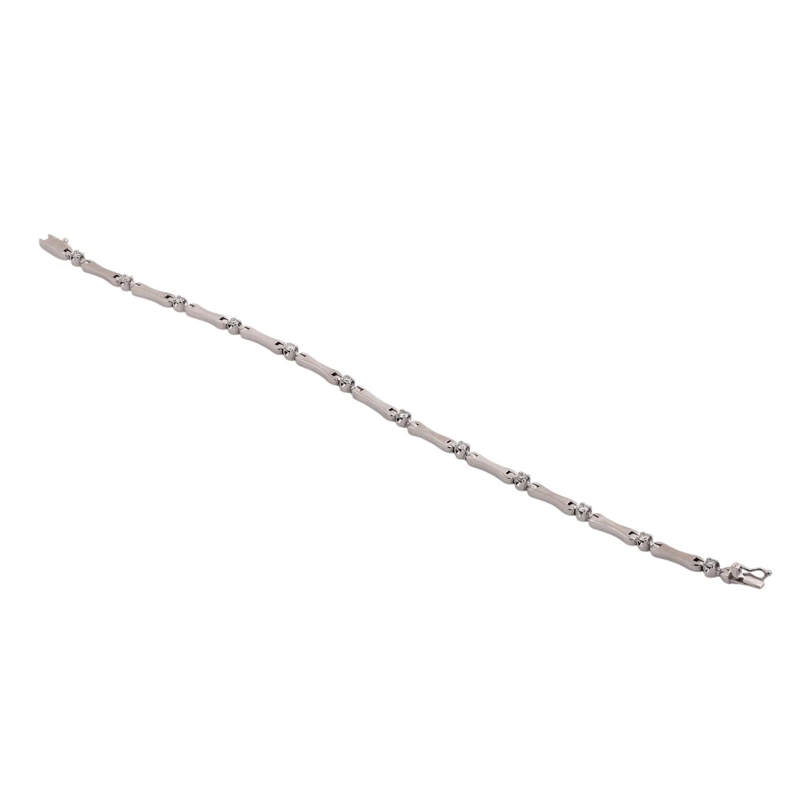 14K White Gold Natural Diamond 0.42 CTW Link Bracelet 7.25" Estate