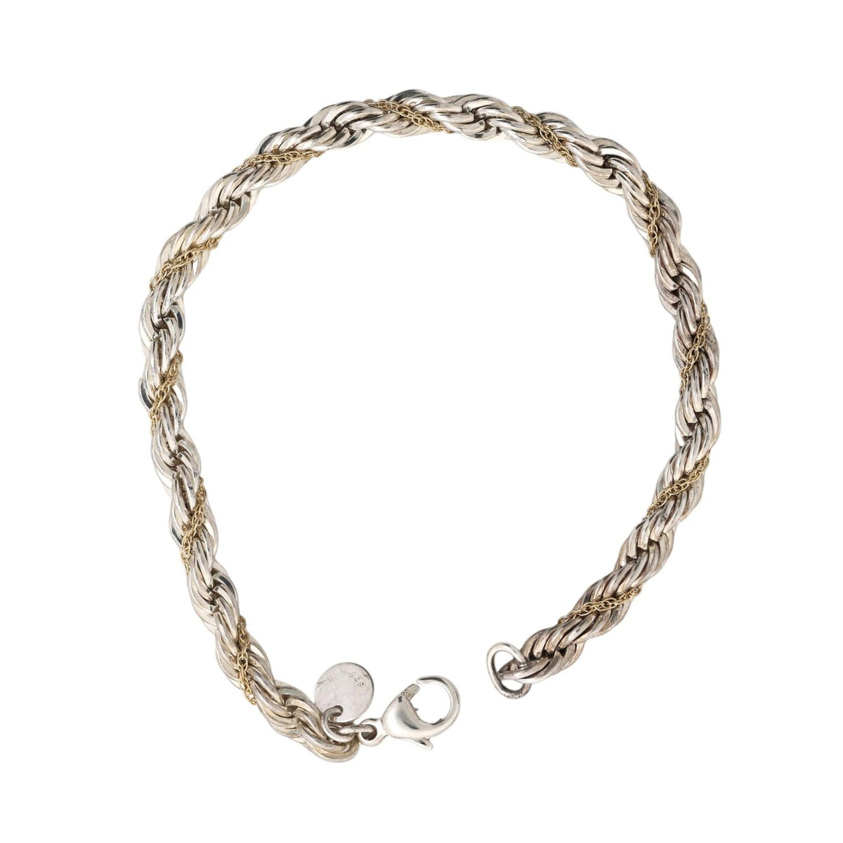 Tiffany & Co. Two-Tone Twisted Rope Bracelet Sterling Silver 18K Gold 7.25"