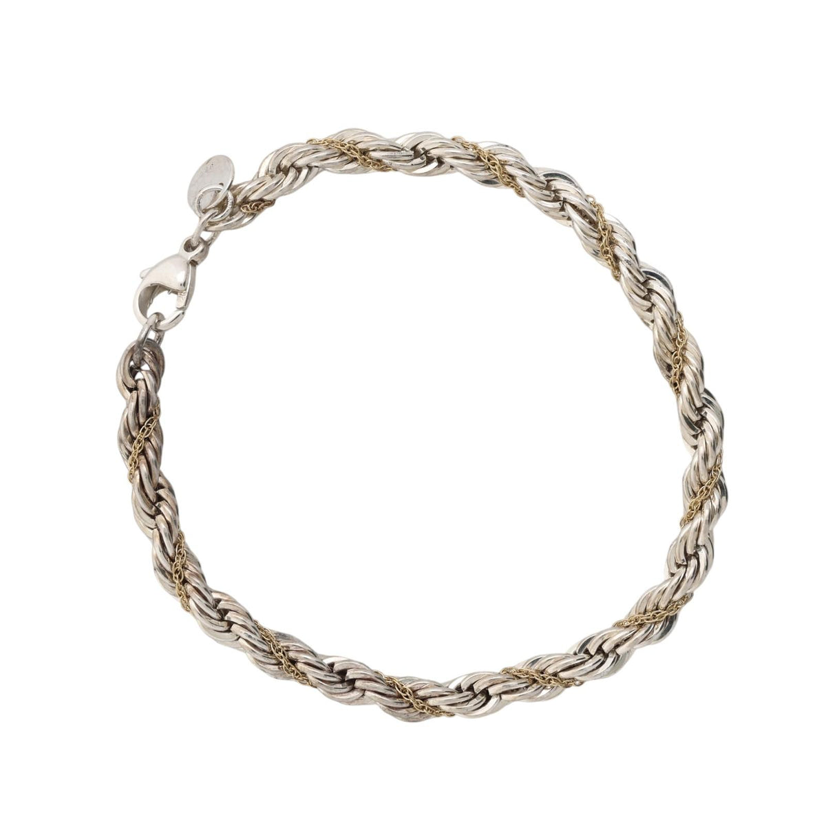 Tiffany & Co. Two-Tone Twisted Rope Bracelet Sterling Silver 18K Gold 7.25"