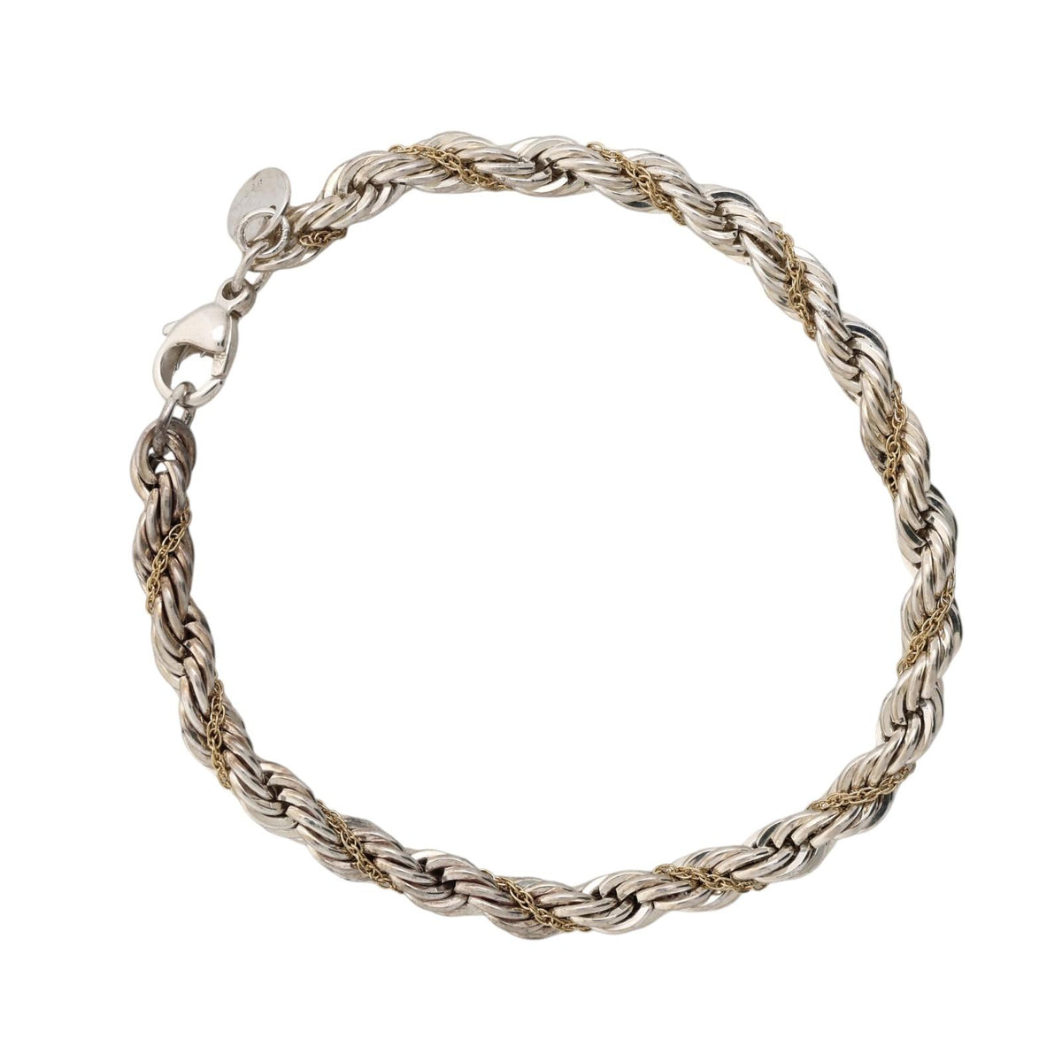 Tiffany & Co. Two-Tone Twisted Rope Bracelet Sterling Silver 18K Gold 7.25"