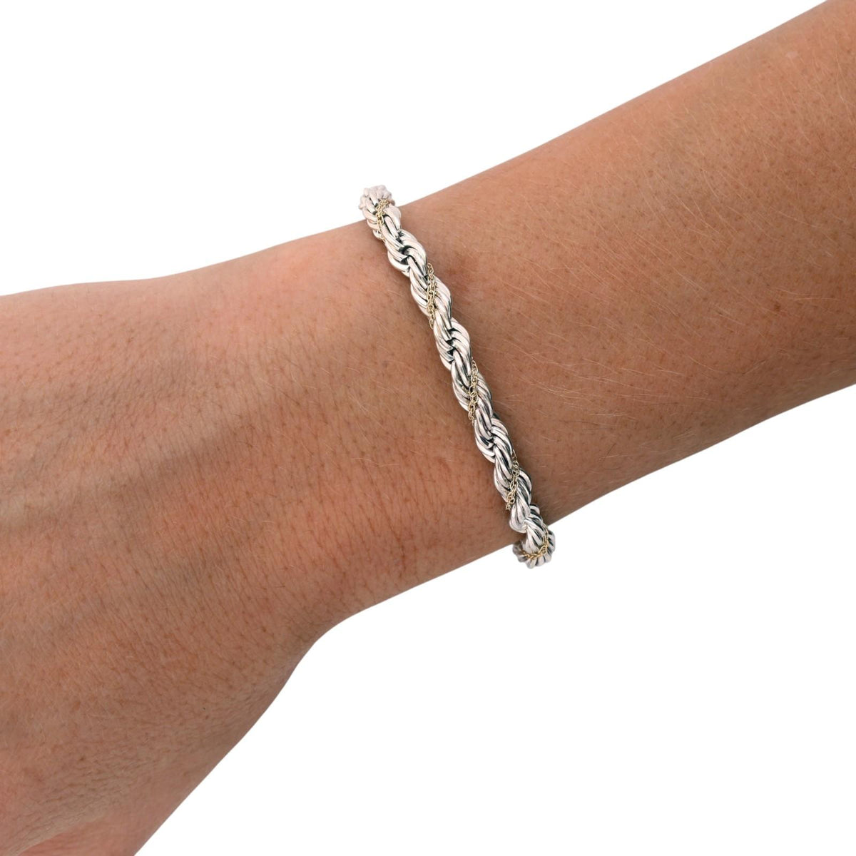 Tiffany & Co. Two-Tone Twisted Rope Bracelet Sterling Silver 18K Gold 7.25"