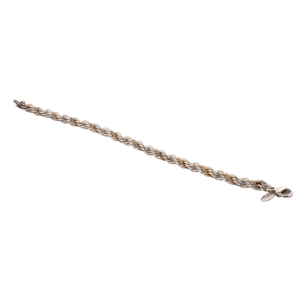 Tiffany & Co. Two-Tone Twisted Rope Bracelet Sterling Silver 18K Gold 7.25"