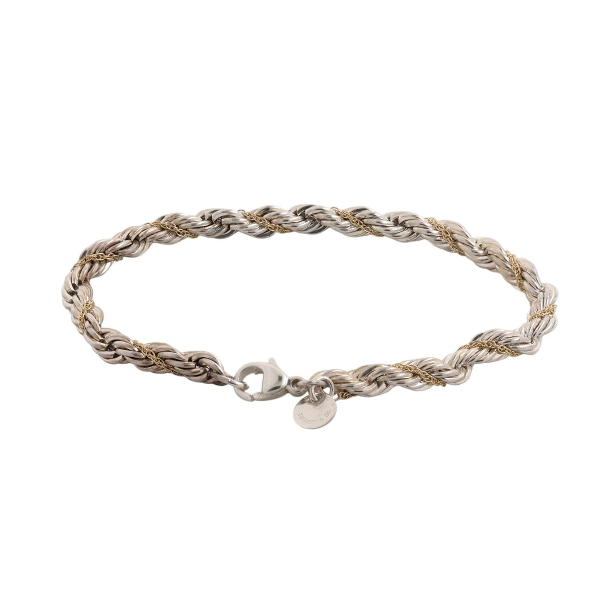 Tiffany & Co. Two-Tone Twisted Rope Bracelet Sterling Silver 18K Gold 7.25"