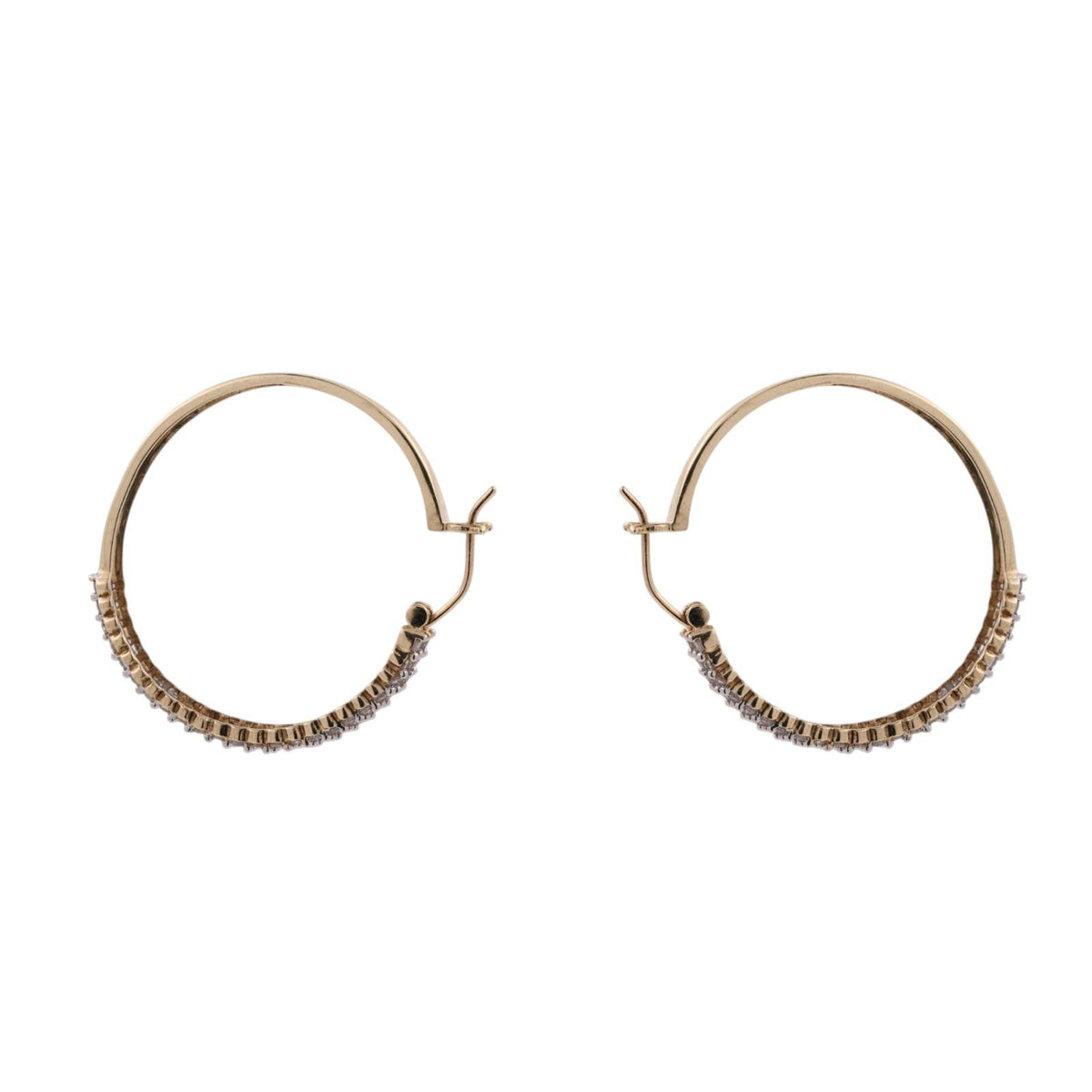 Natural Diamond 3-Row Hoop Earrings 10K Gold 1.08 CTW 1.25" JWBR