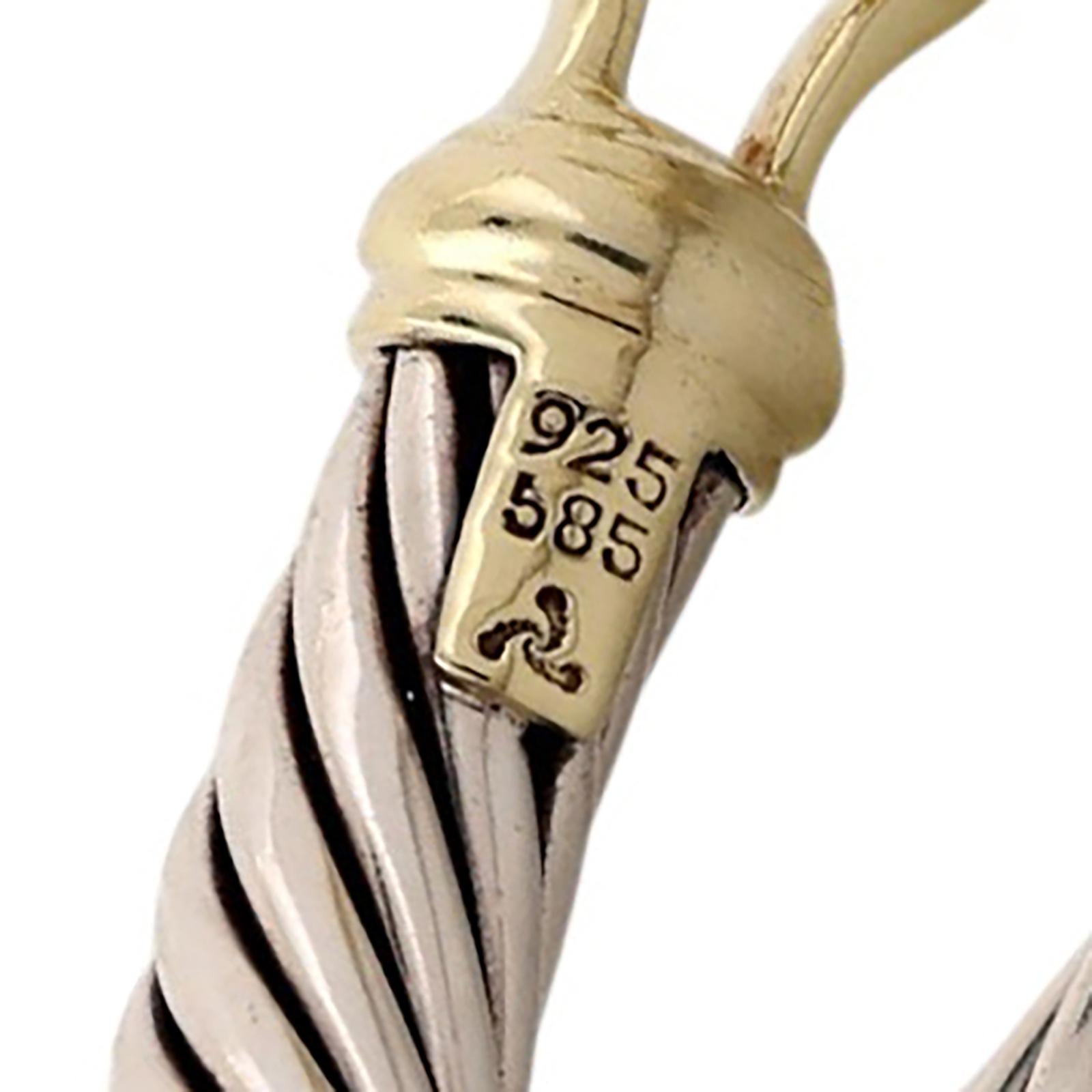David Yurman 14K Gold Sterling Silver Cable Bracelet 7mm 6.25" DY