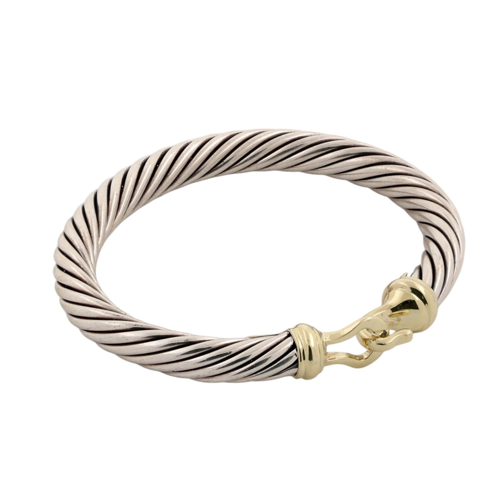 David Yurman 14K Gold Sterling Silver Cable Bracelet 7mm 6.25" DY