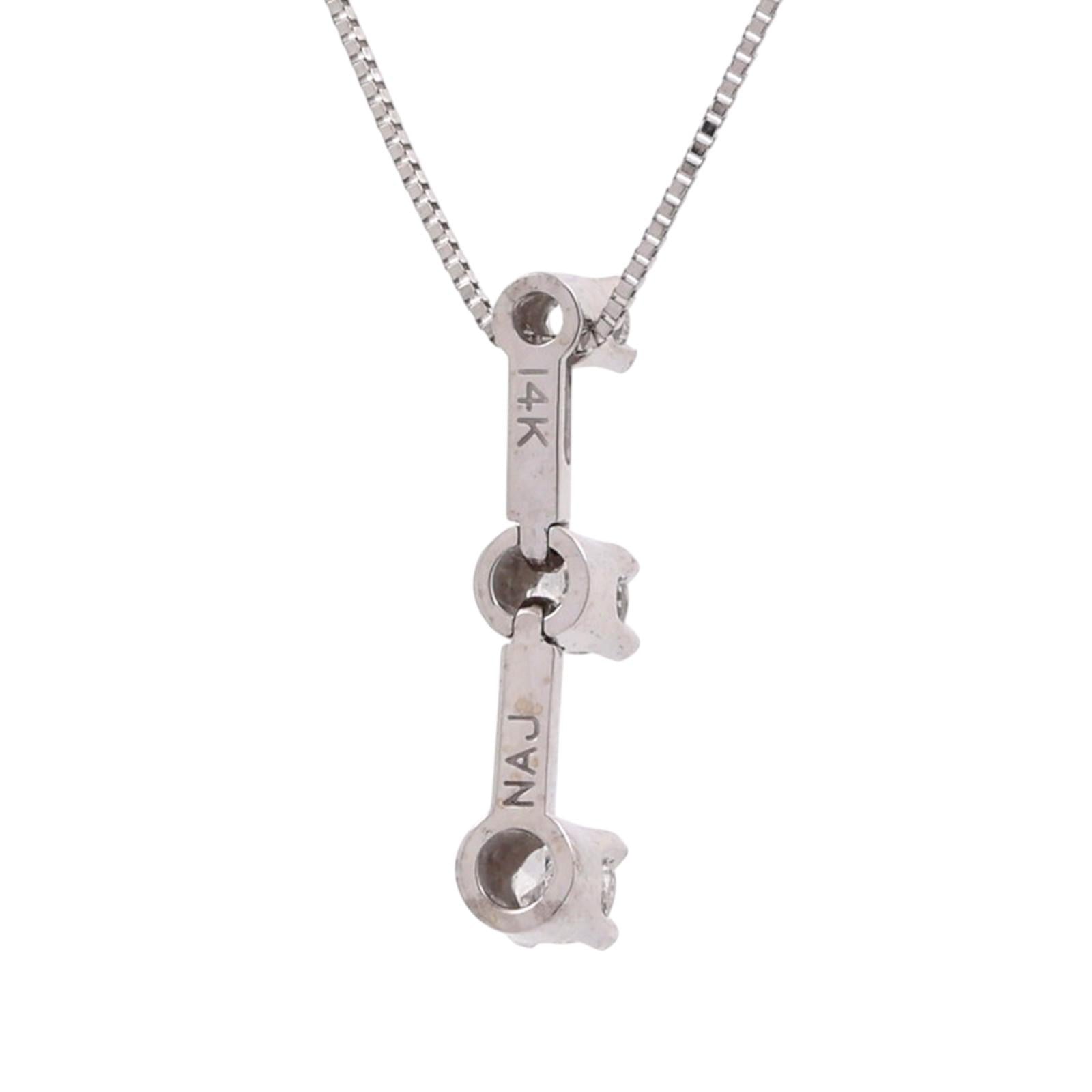 14K White Gold 0.21CTW Natural Diamond 3-Stone Journey Pendant Necklace 17"