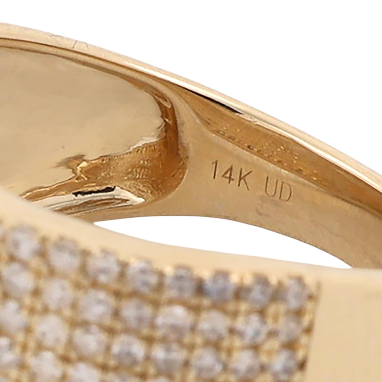 14K Yellow Gold 1.00 CTW Natural Diamond Pave Statement Wide Band Ring Size 6.25