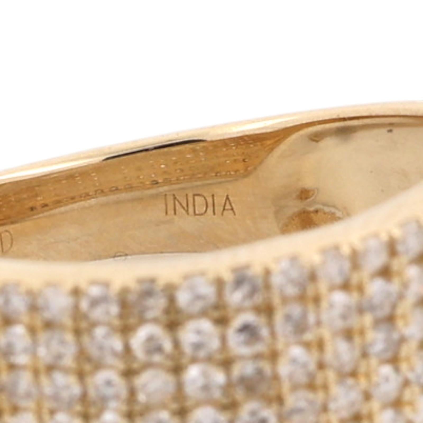 14K Yellow Gold 1.00 CTW Natural Diamond Pave Statement Wide Band Ring Size 6.25