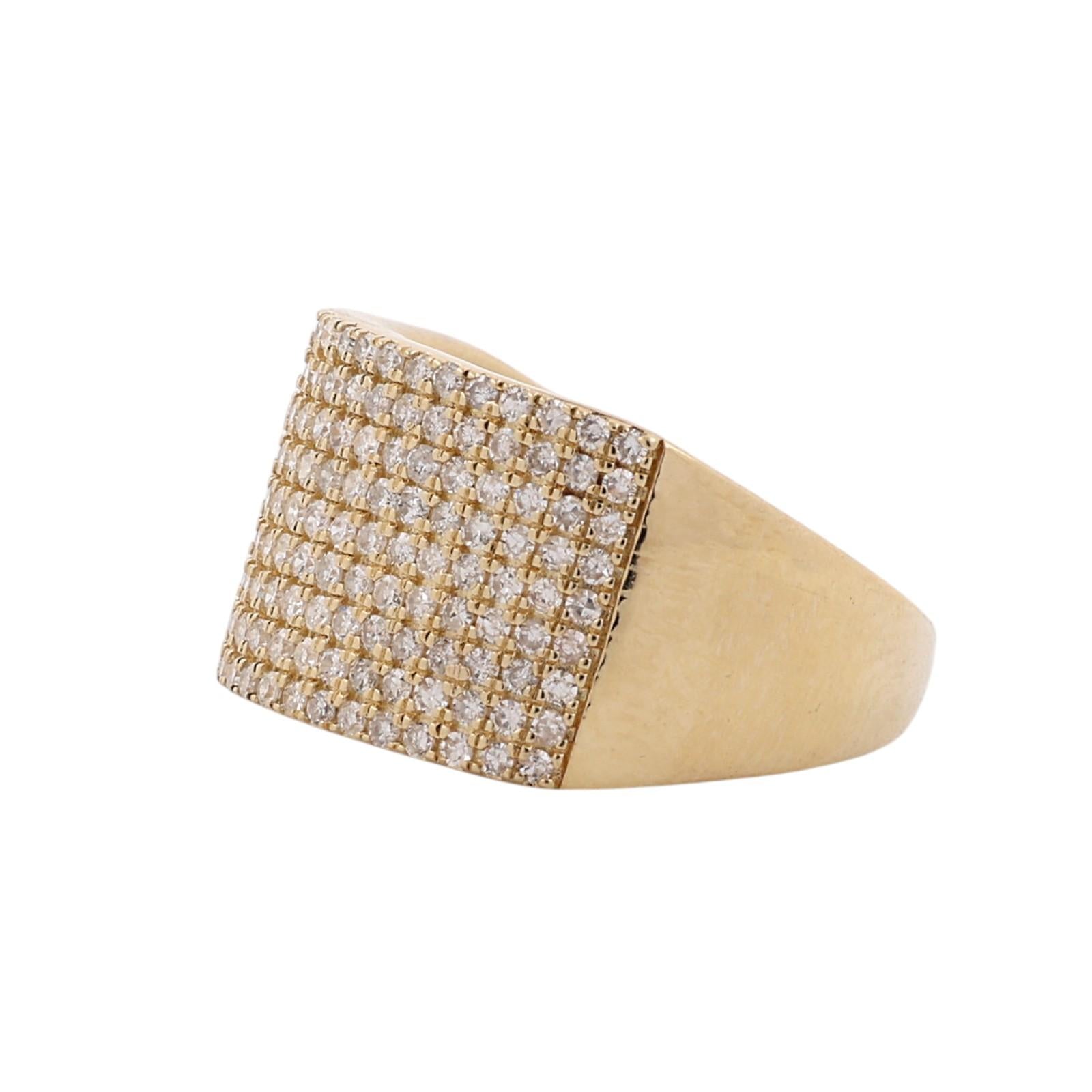 14K Yellow Gold 1.00 CTW Natural Diamond Pave Statement Wide Band Ring Size 6.25