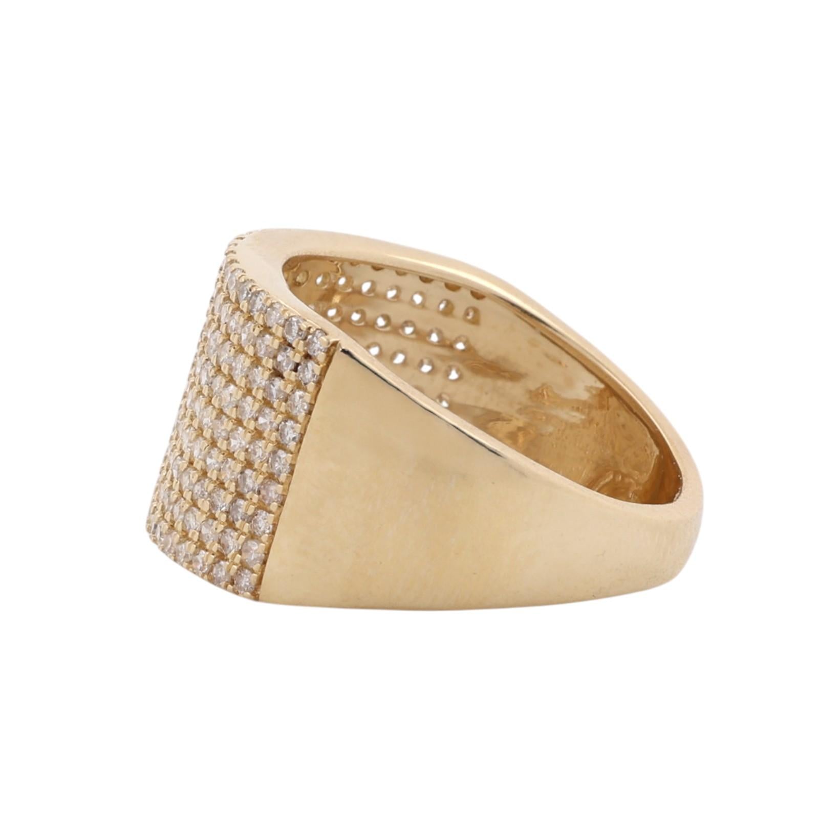 14K Yellow Gold 1.00 CTW Natural Diamond Pave Statement Wide Band Ring Size 6.25
